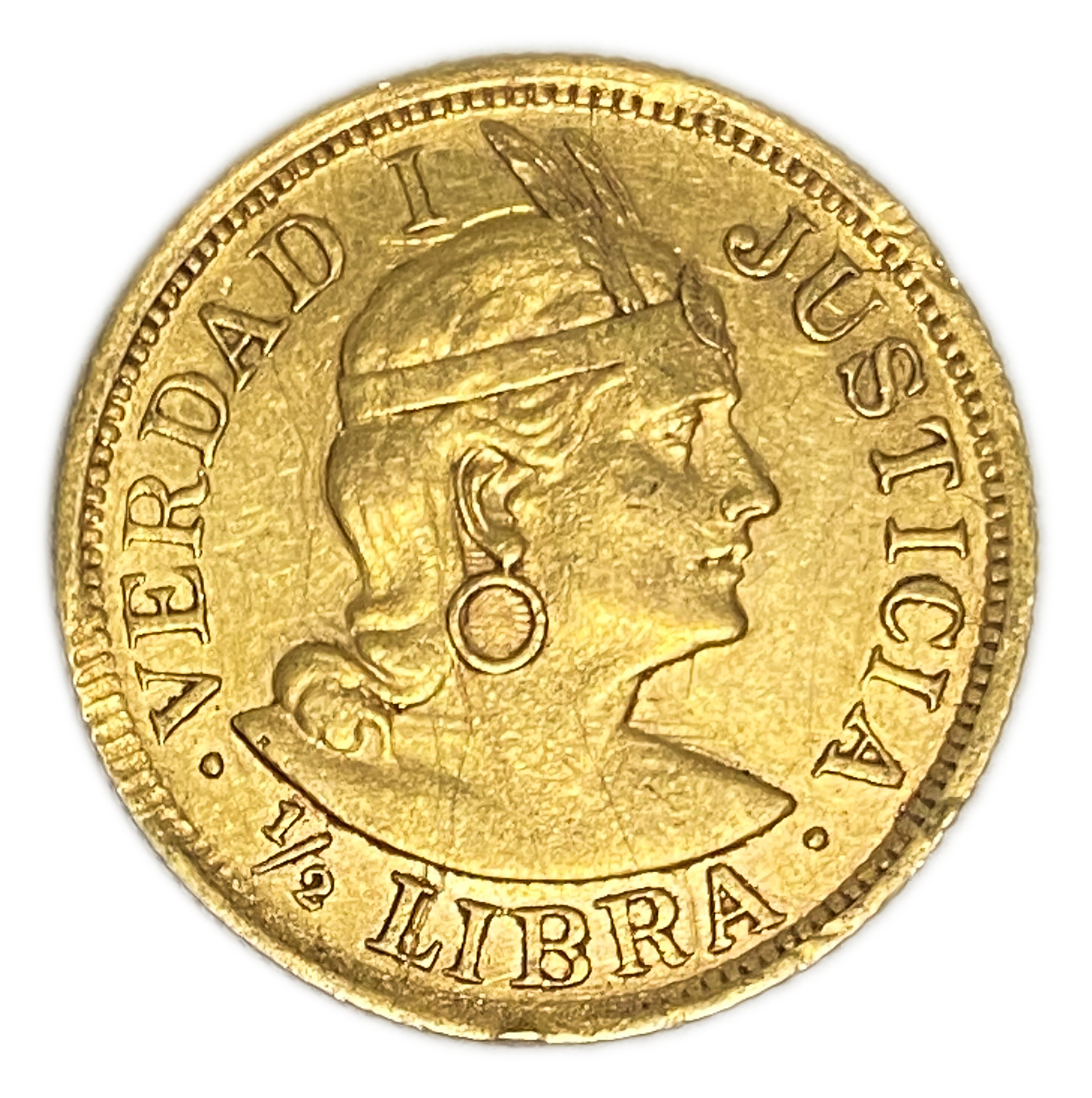 Peru - 1/2 Libra 1907 - AU - Liberty Head - Gold 917, 3.99g, 19mm - 1 1