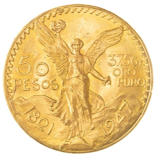 Mexico - 50 Pesos 1947 - Centenario - 900 Gold, 41.6 Grams (Net 37.5g), Diameter 37mm - 1 0