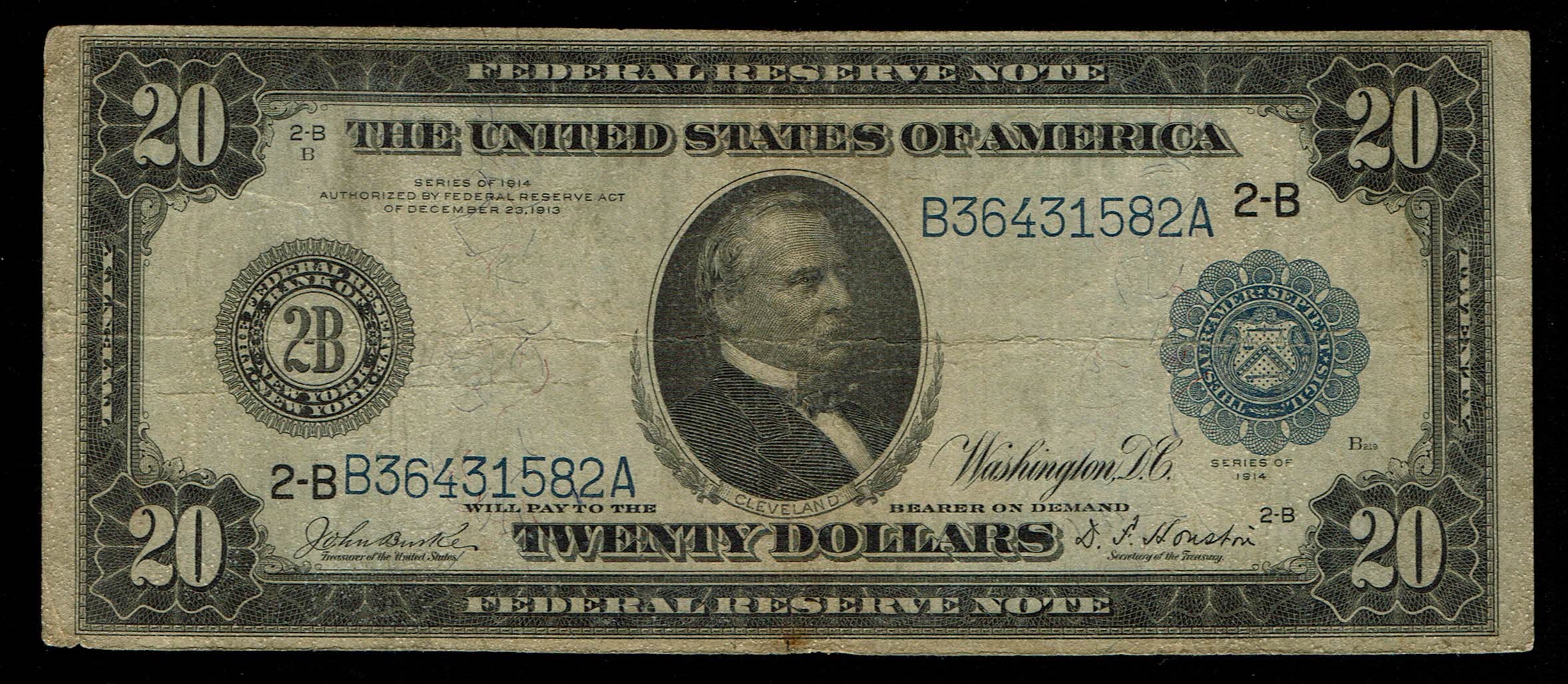 USA - 20 Dollars 1914, Blue Seal - VF - 1 0