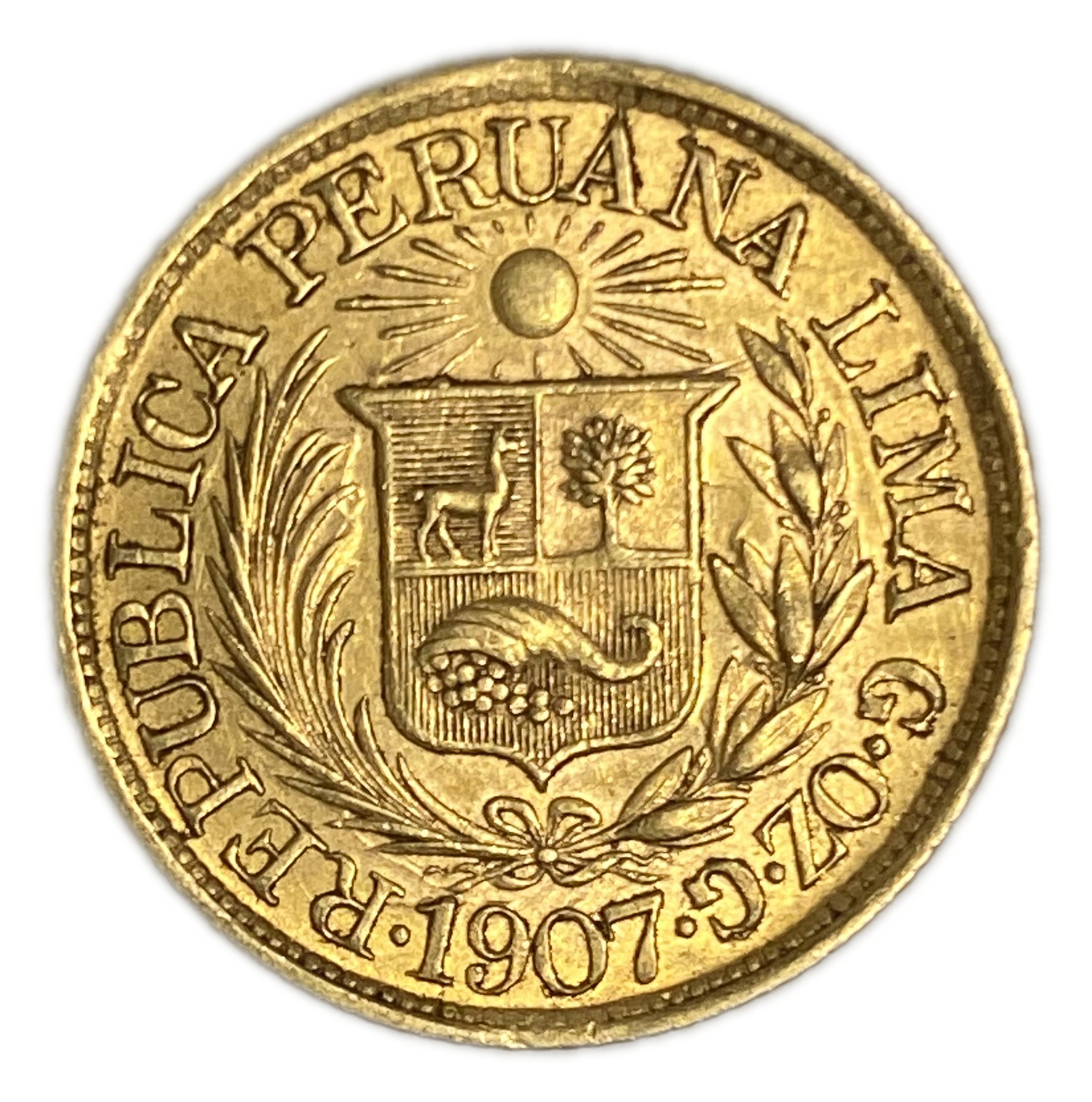 Peru - 1/2 Libra 1907 - AU - Liberty Head - Gold 917, 3.99g, 19mm - 1 0