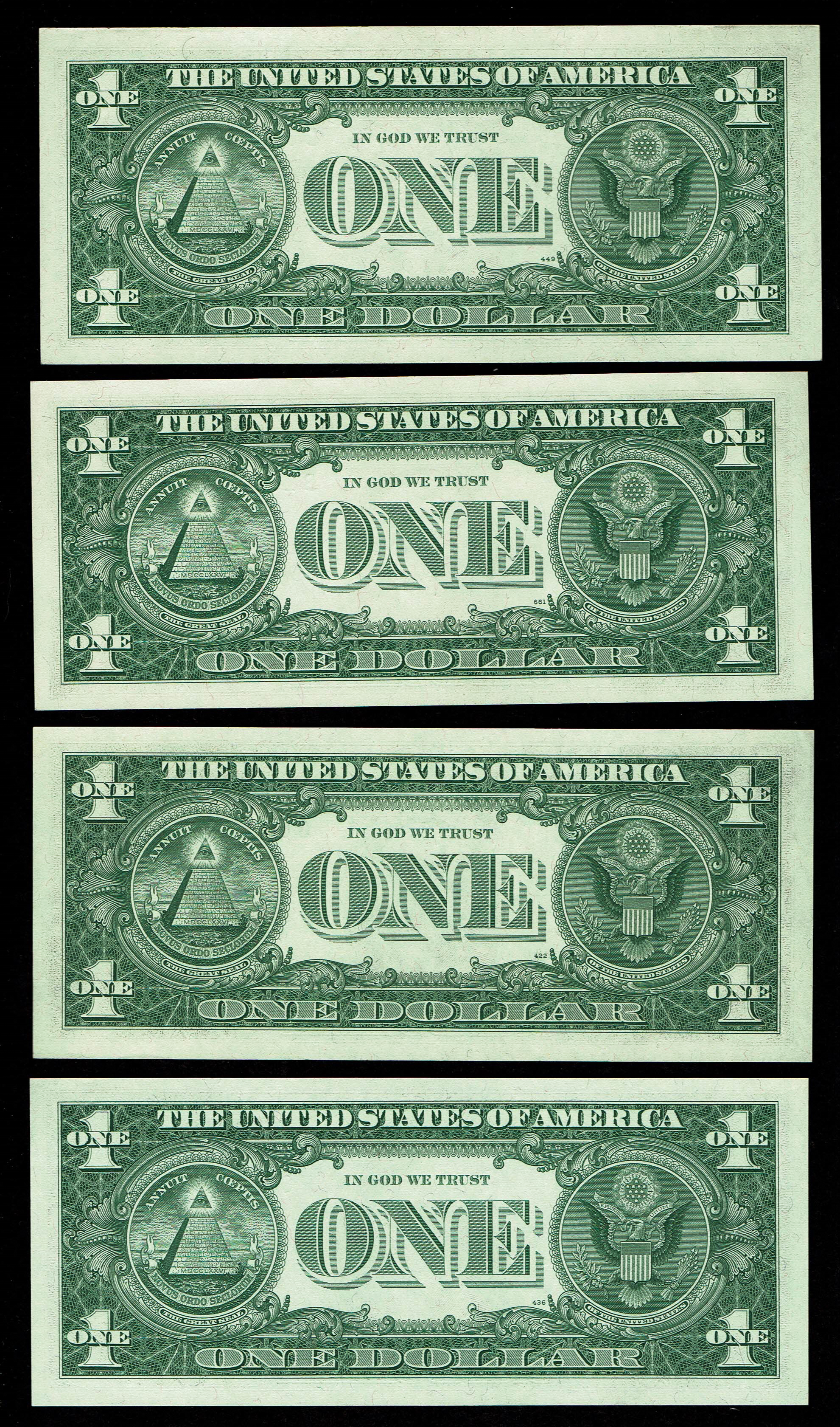 USA - Lot of 8 Banknotes of 1 Dollar 1963, All with a Star and Different Prefix - UNC - 1 4