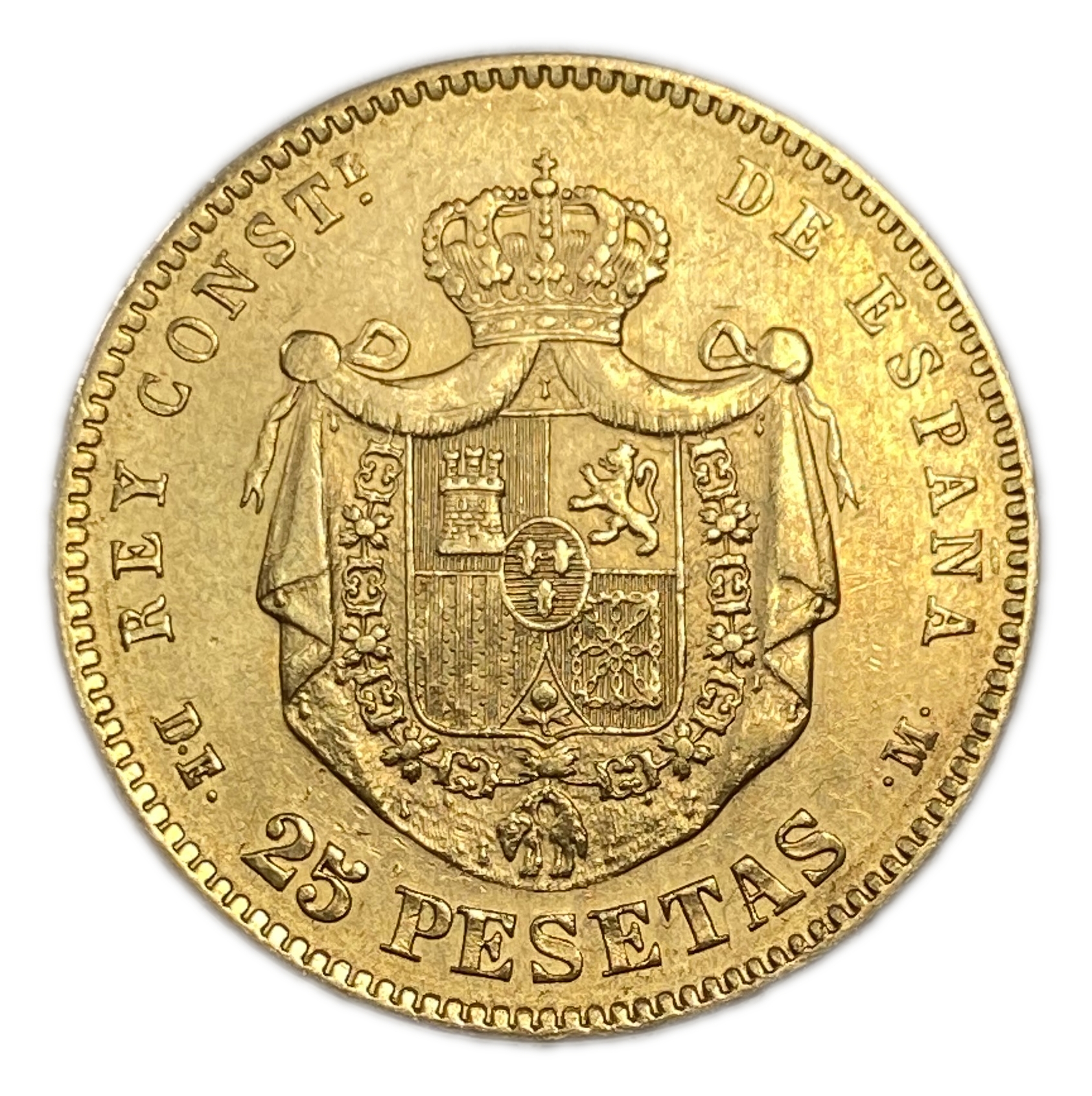 Spain - 25 Pesetas 1876 - Alfonso XII 2nd portrait - Gold 900, 8.06g, 24mm - 1 1