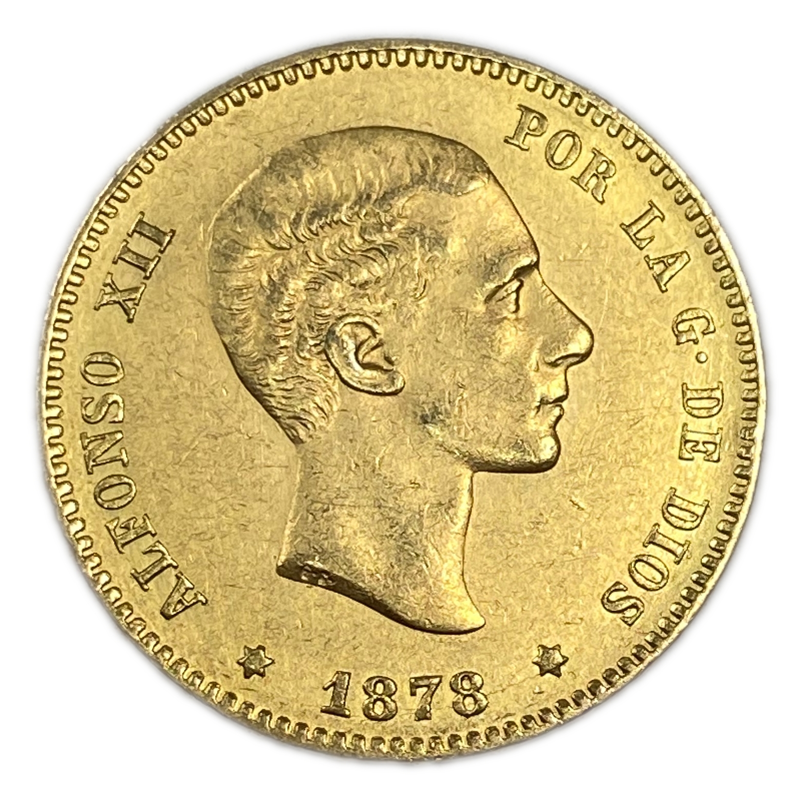 Spain - 25 Pesetas 1878 - Alfonso XII 2nd portrait - Gold 900, 8.06g, 24mm - 1 0