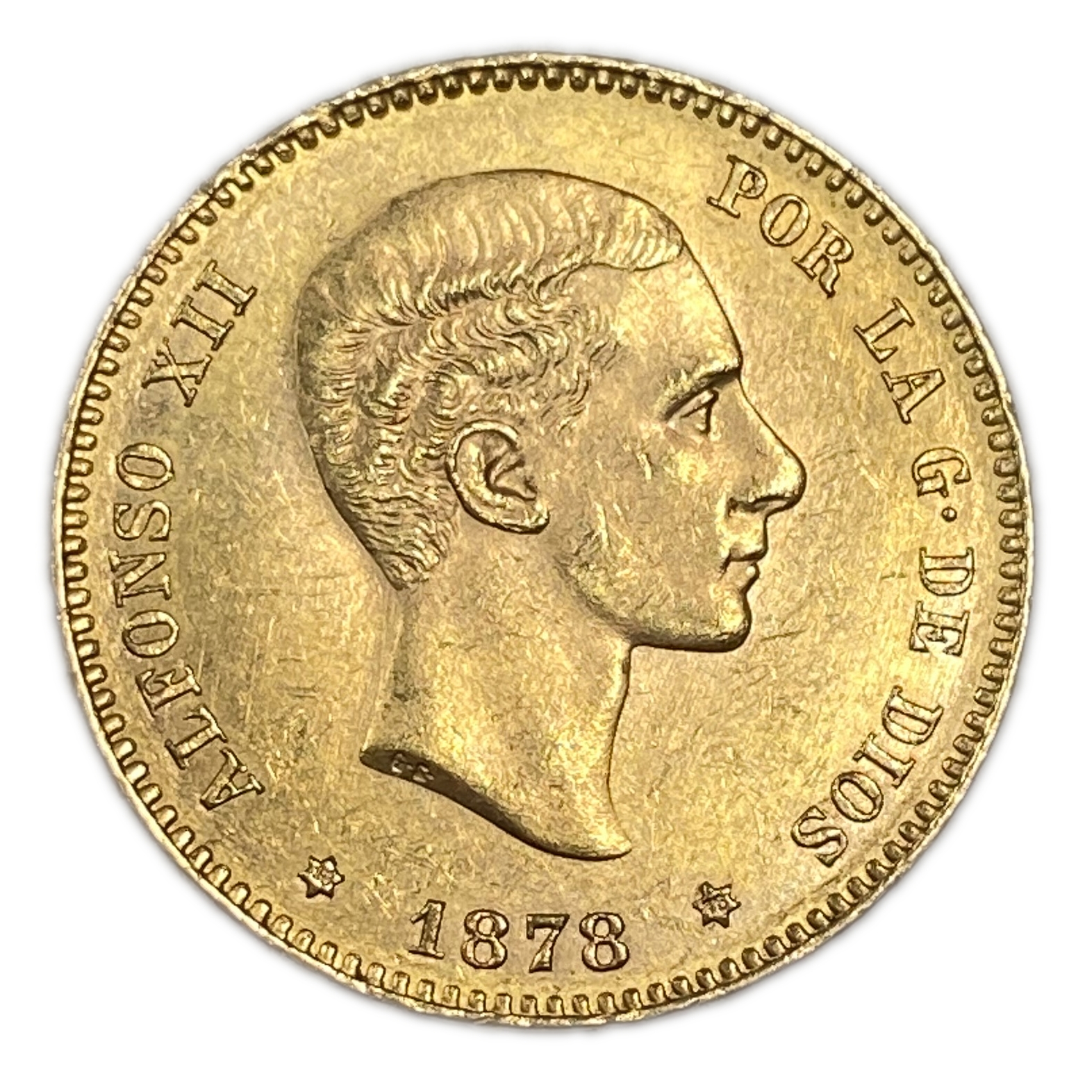Spain - 25 Pesetas 1878 - Alfonso XII 2nd portrait - Gold 900, 8.06g, 24mm - 1 0