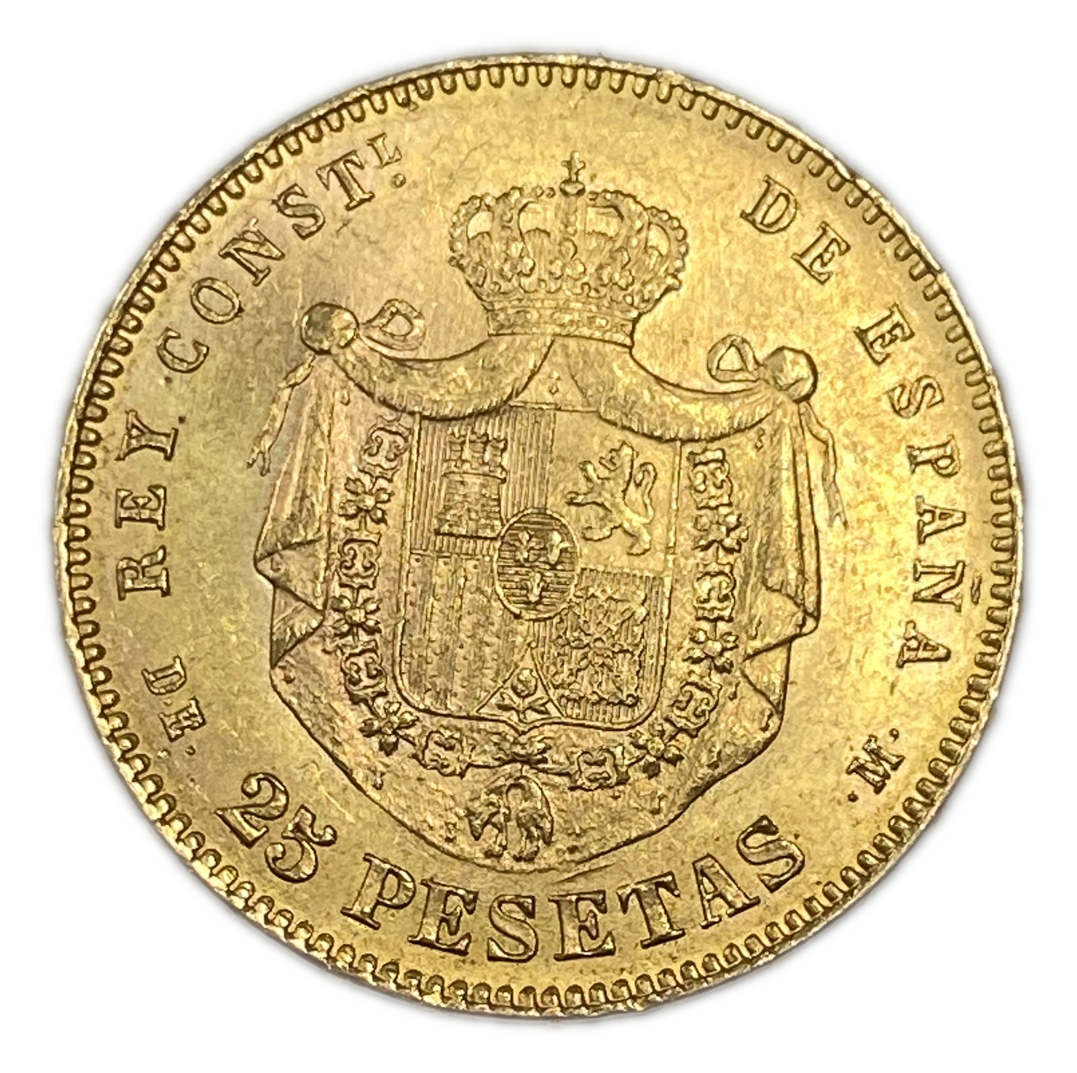Spain - 25 Pesetas 1878 - Alfonso XII 2nd portrait - Gold 900, 8.06g, 24mm - 1 1
