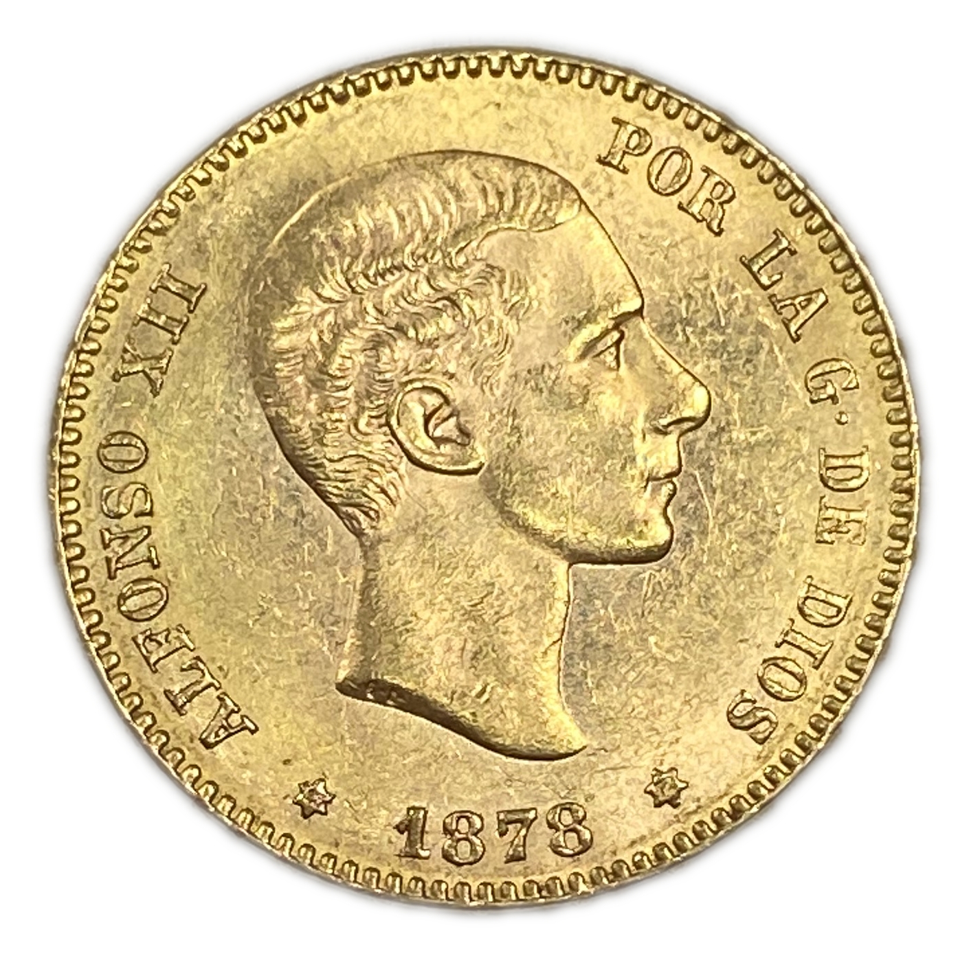 Spain - 25 Pesetas 1878 - Alfonso XII 2nd portrait - Gold 900, 8.06g, 24mm - 1 0