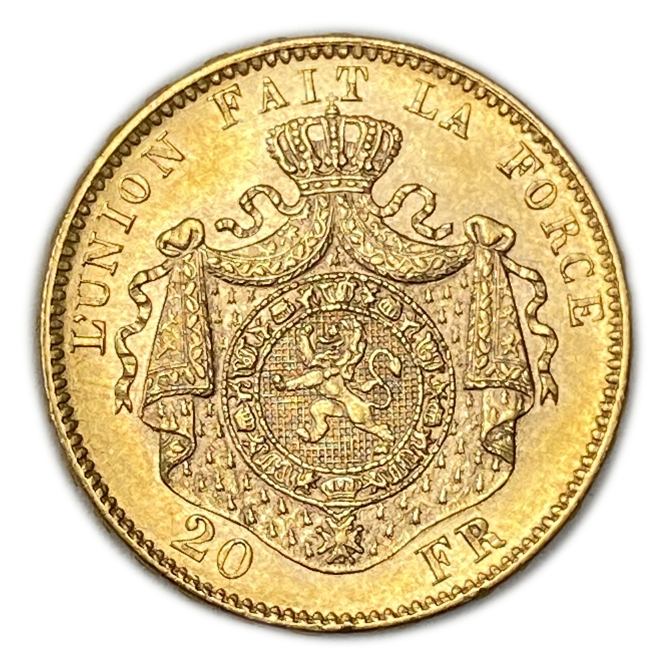 Belgium - 20 Francs 1874 - Léopold II - Gold 900, 6.45g, 21mm - 1 1