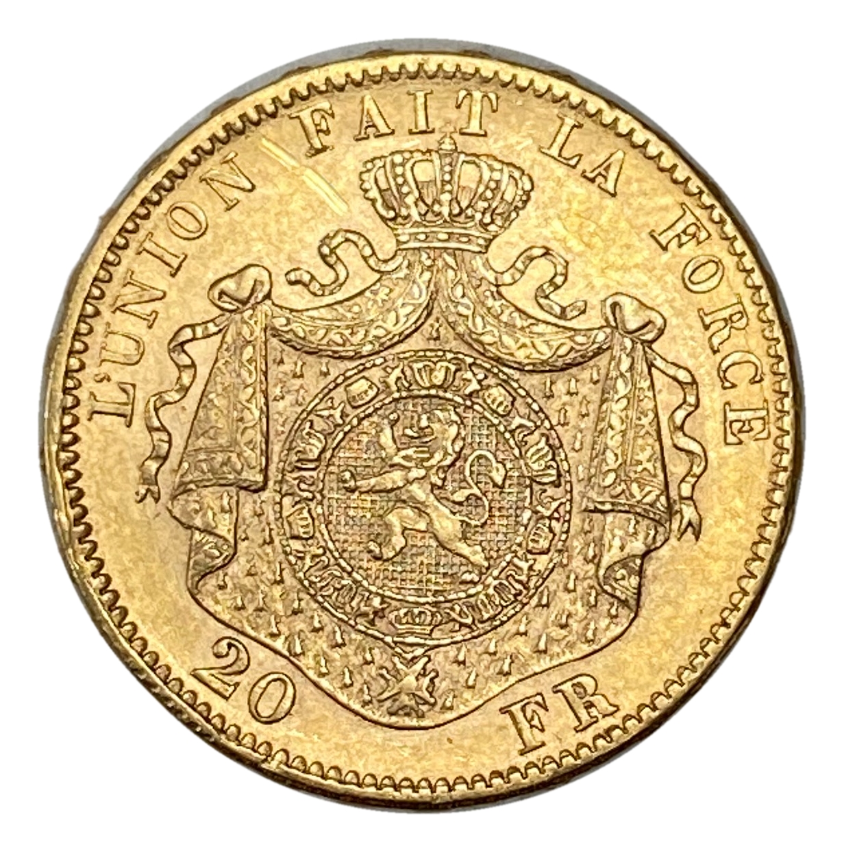 Belgium - 20 Francs 1875 - Léopold II - Gold 900, 6.45g, 21mm - 1 1