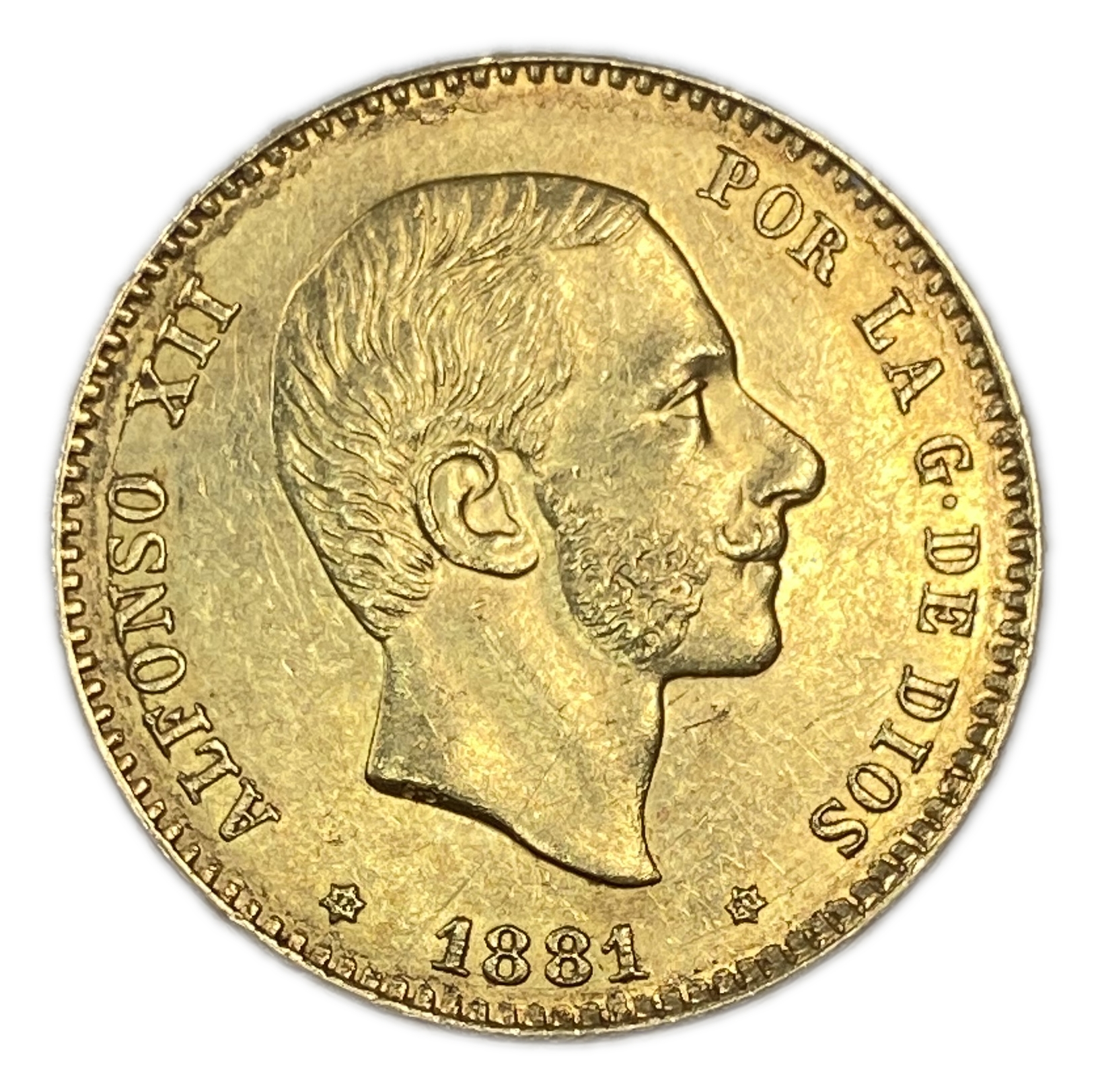 Spain - 25 Pesetas 1881 - Alfonso XII 2nd portrait - Gold 900, 8.06g, 24mm - 1 0