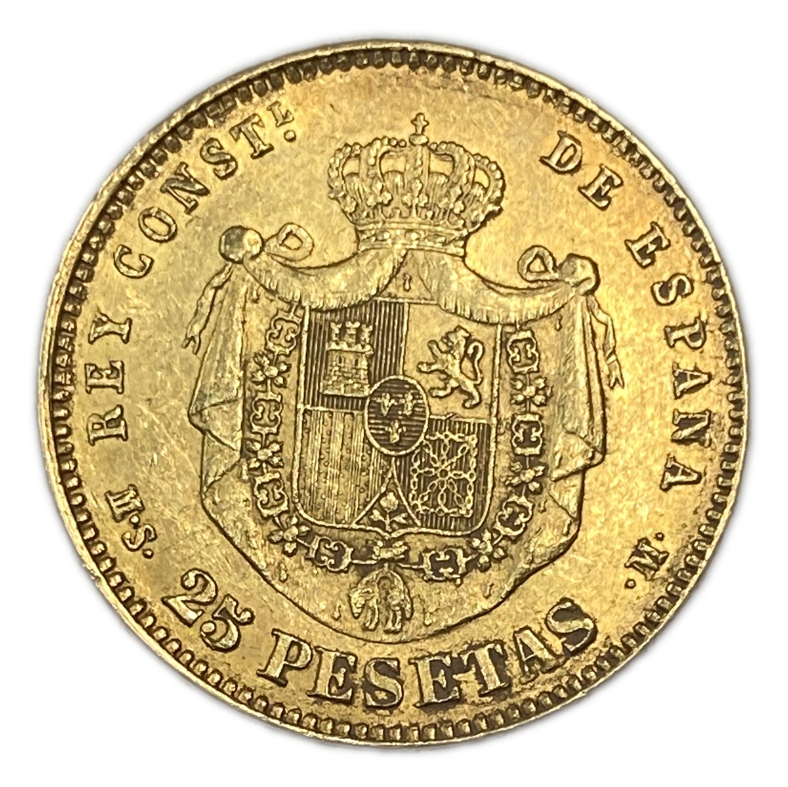 Spain - 25 Pesetas 1881 - Alfonso XII 2nd portrait - Gold 900, 8.06g, 24mm - 1 1