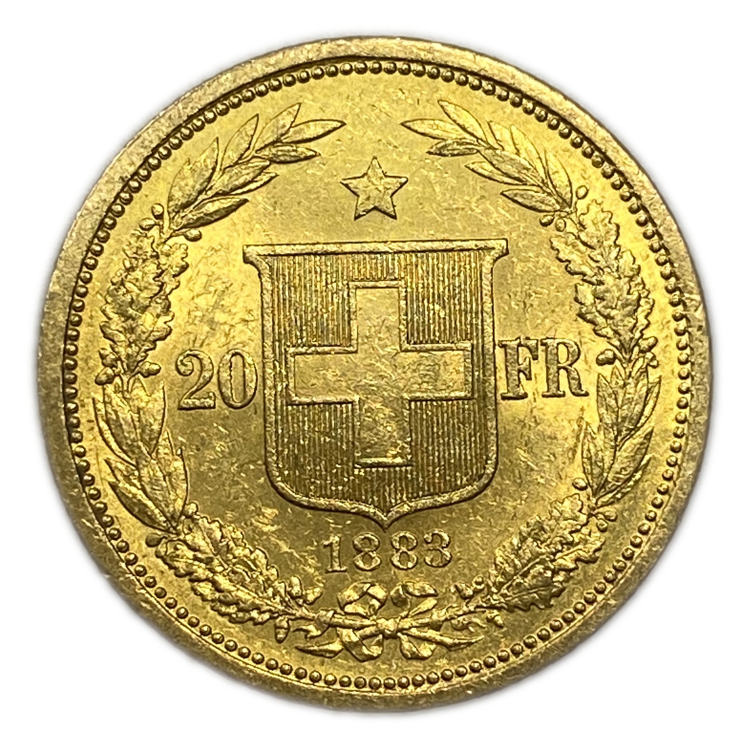 Switzerland - 20 Francs 1883 - Libertas - Gold 900, 6.45g, 21mm - 1 0
