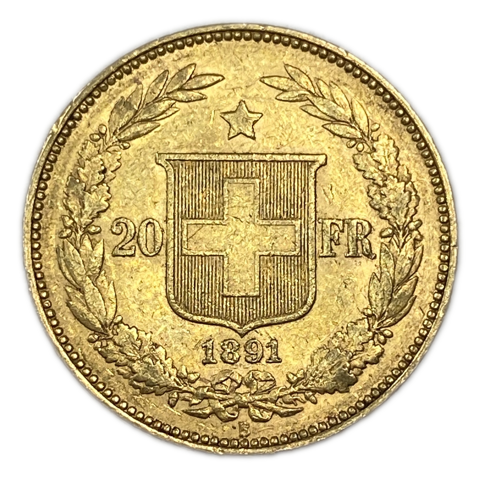 Switzerland - 20 Francs 1891 - Libertas - Gold 900, 6.45g, 21mm - 1 0