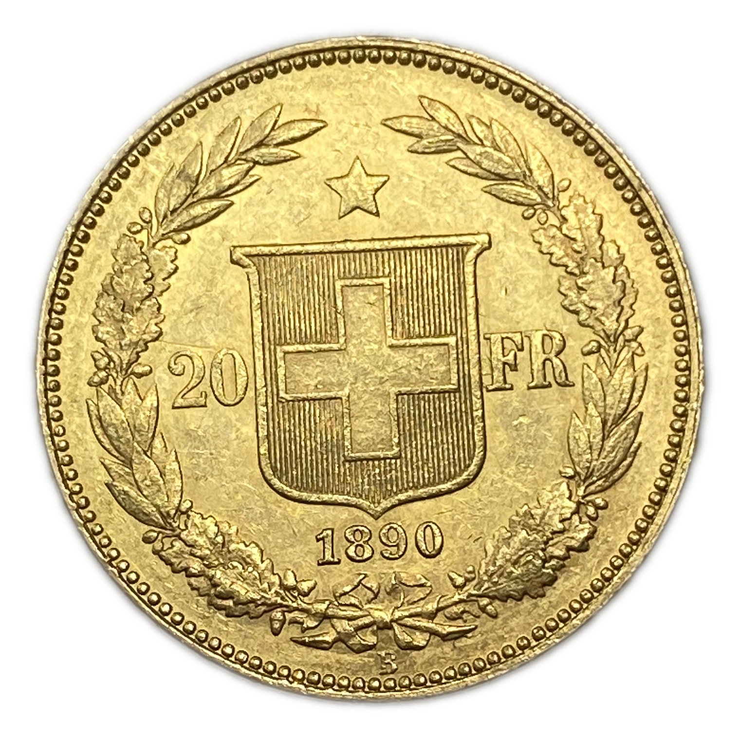 Switzerland - 20 Francs 1890 - Libertas - Gold 900, 6.45g, 21mm - 1 0