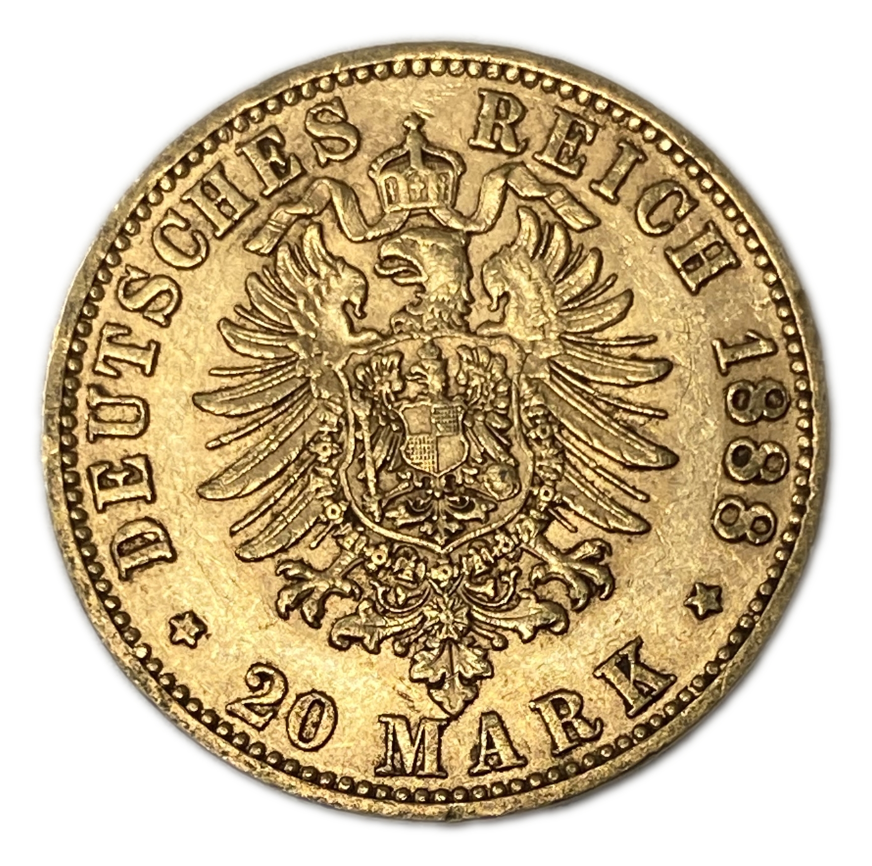 Germany Prussia – 20 Mark 1888 – Wilhelm I – Gold 900, 7.95g, 22mm