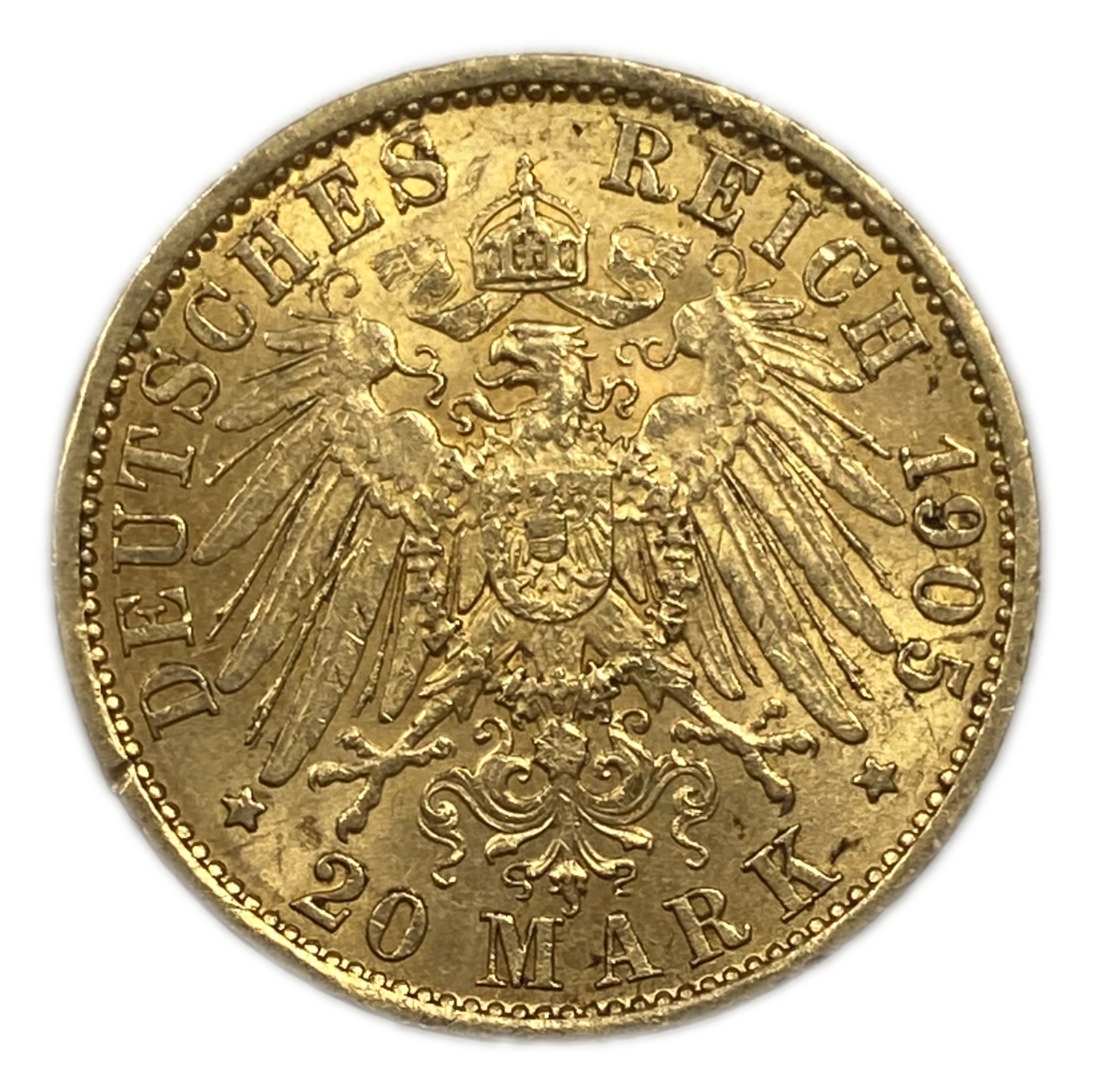 Germany Prussia – 20 Mark 1905– Wilhelm I – Gold 900, 7.95g, 22mm