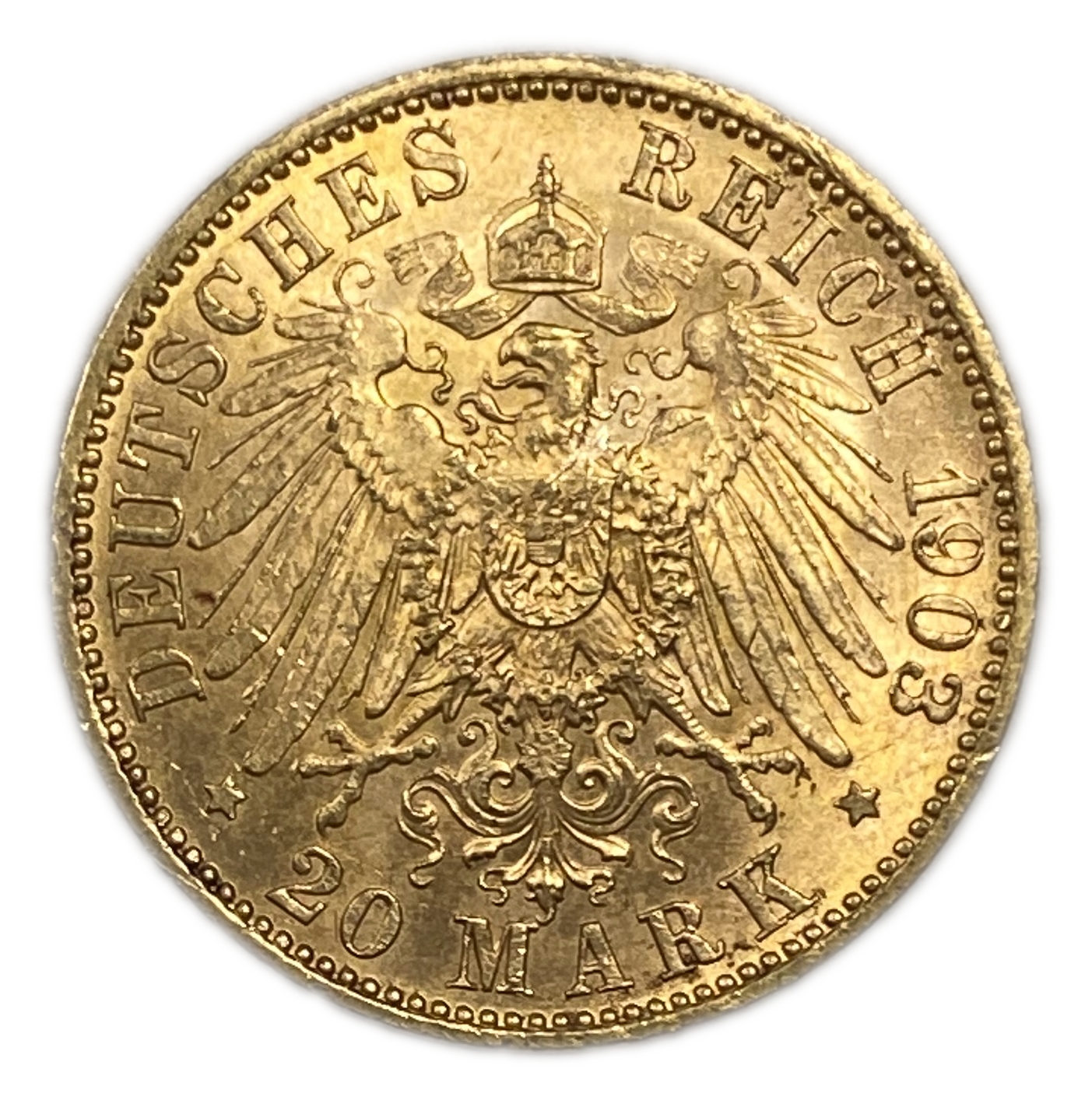 Germany Prussia – 20 Mark 1903 – Wilhelm I – Gold 900, 7.95g, 22mm