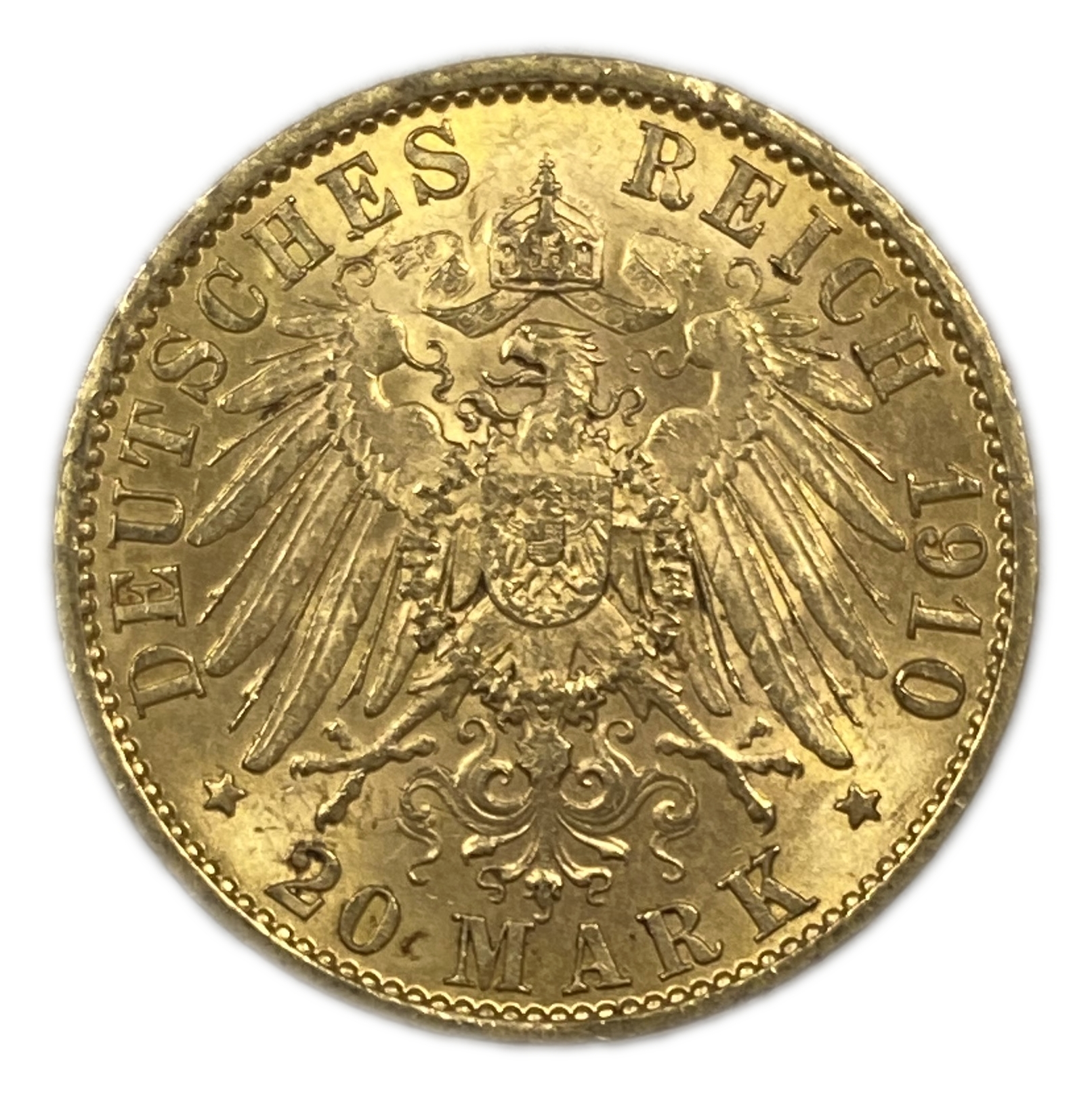 Germany Prussia – 20 Mark 1910 – Wilhelm I – Gold 900, 7.95g, 22mm