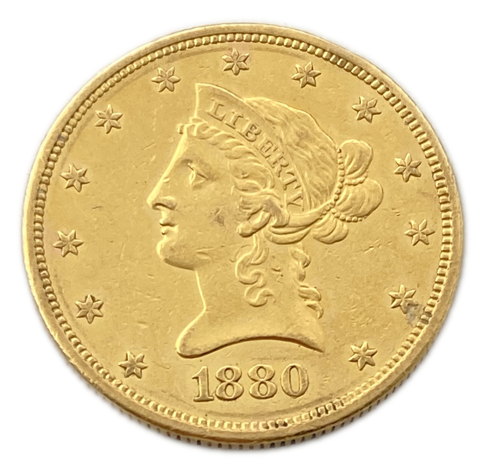 USA - 10 Dollars 1880 - Coronet Head - With motto - Gold 900, 16.71g, 27mm - 1 0
