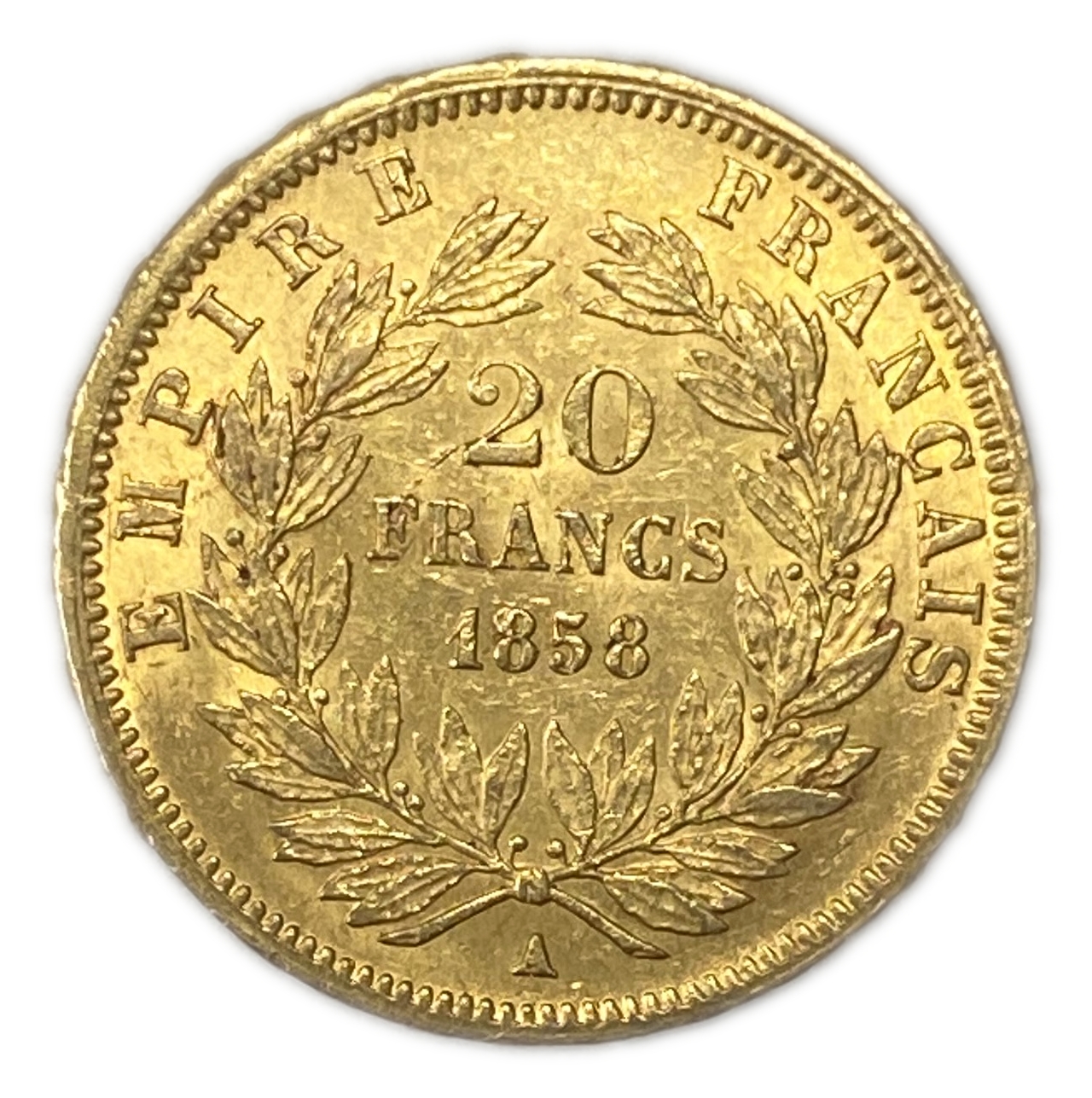 France - 20 Francs 1858 - VF-XF - Napoleon III - Gold 900, 6.45g, 22mm - 1 0