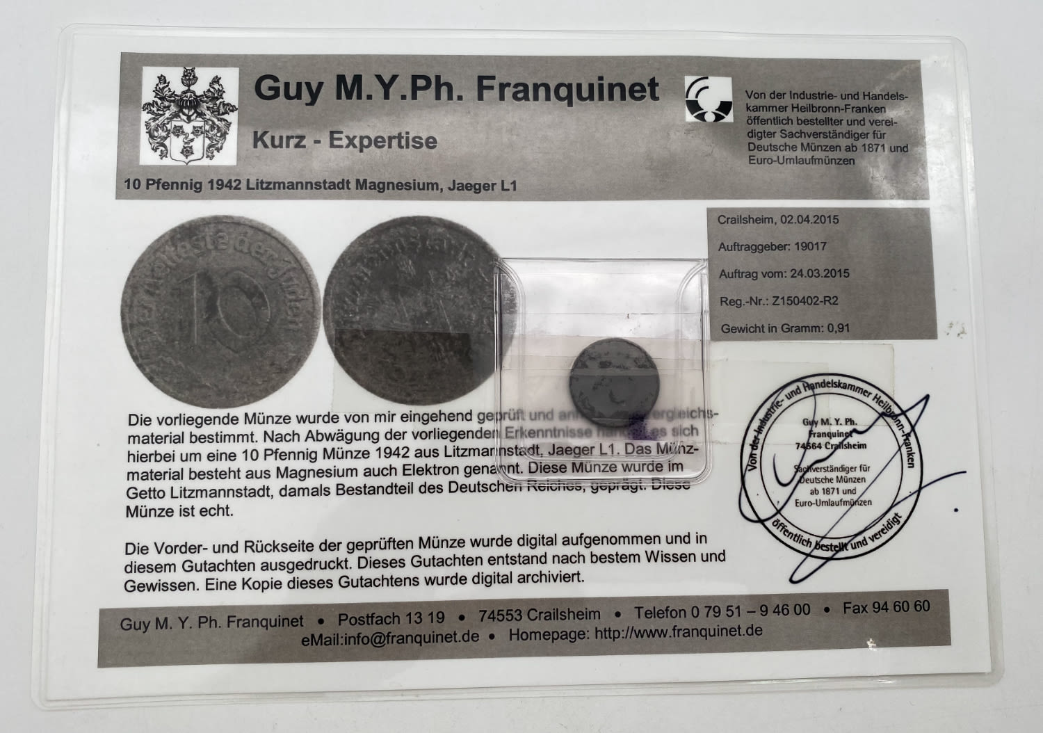 Holocaust and extermination camps - a pair of 10 Penning coins 1942 - made of magnesium and aluminum - very rare ... - 1 1