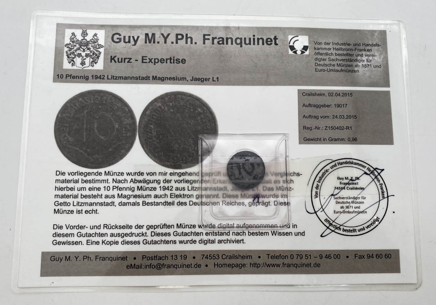 Holocaust and extermination camps - a pair of 10 Penning coins 1942 - made of magnesium and aluminum - very rare ... - 1 2