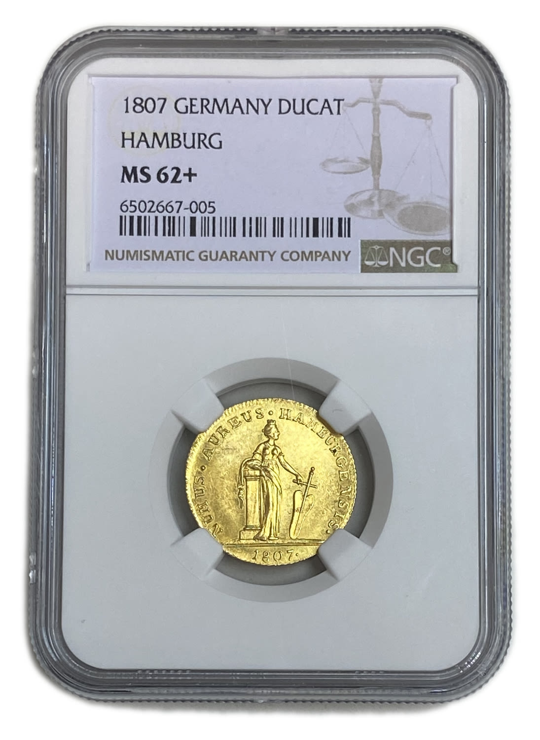 Germany - 1 Ducat 1807 - Hamburg - NGC MS 62 + - The highest graded known for this coin - Very Rare - 1 2