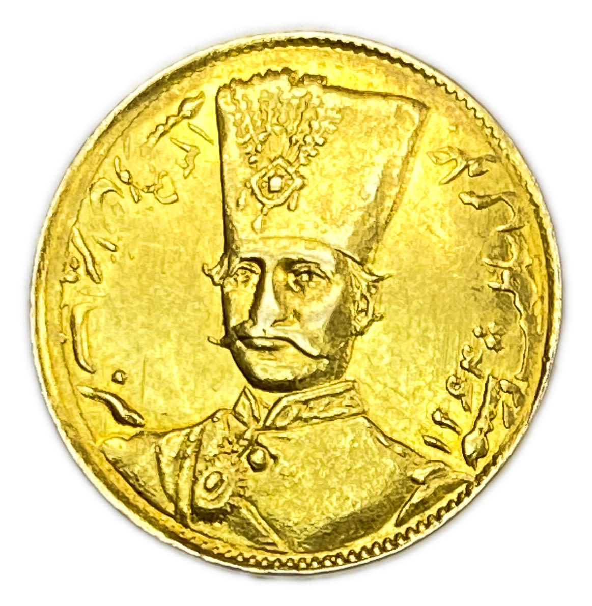 Iran - 1 Toman 1888 (AH 1305) - Nāṣer al-Dīn Qājār - Gold 900, 2.87g, 19mm