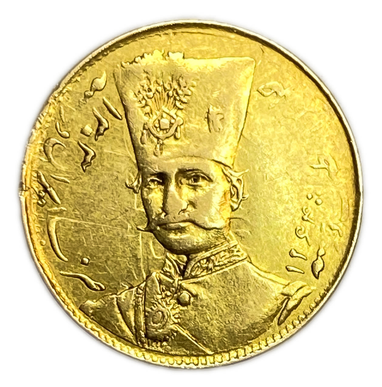 Iran - 1 Toman 1886 (1303) - Nāṣer al-Dīn Qājār - Gold 900, 2.87g, 19mm
