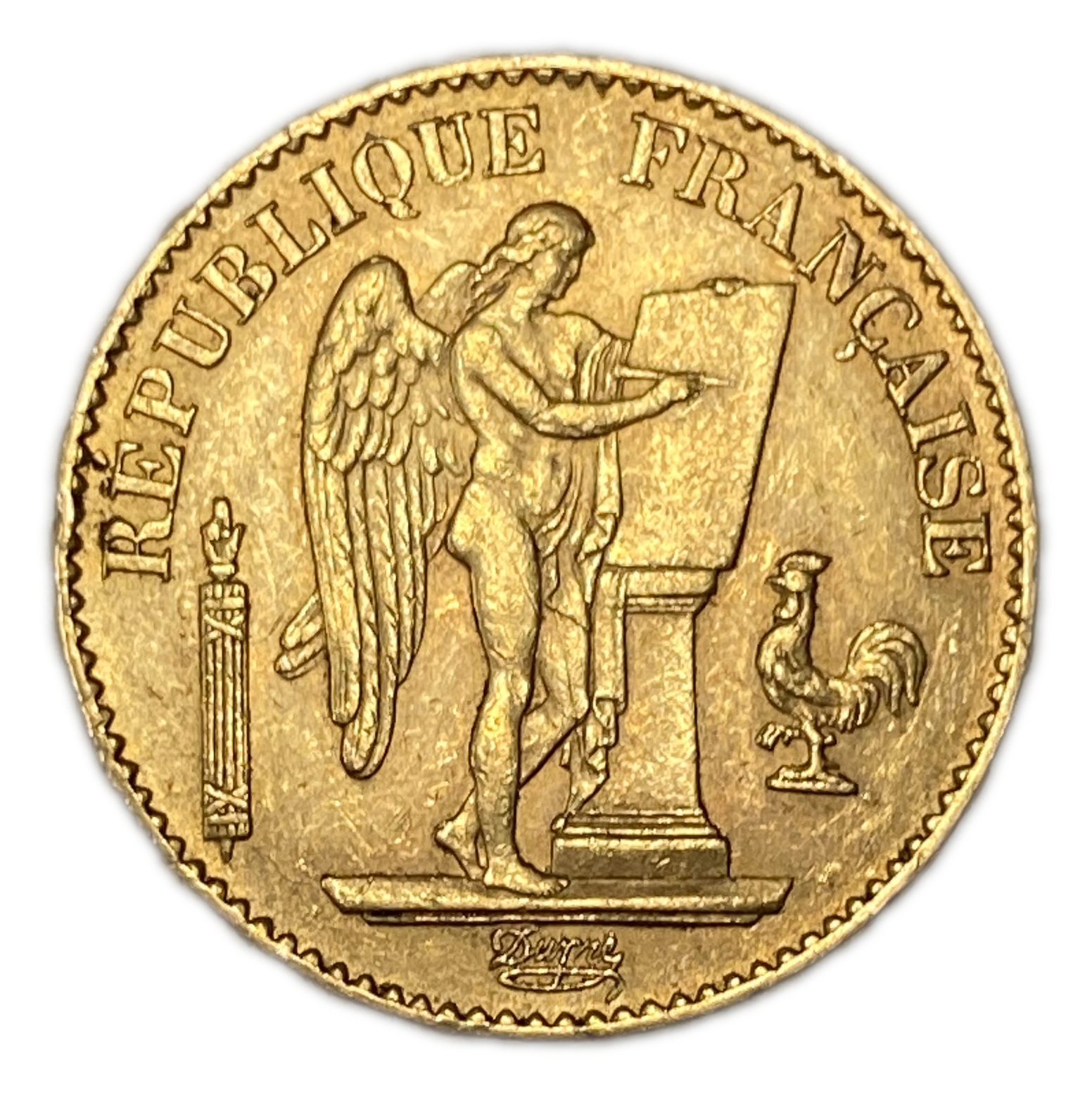 France - 20 Francs 1877 A - XF - Genius Writing the Constitution - Gold 900, 6.45g, 22mm - 1 1