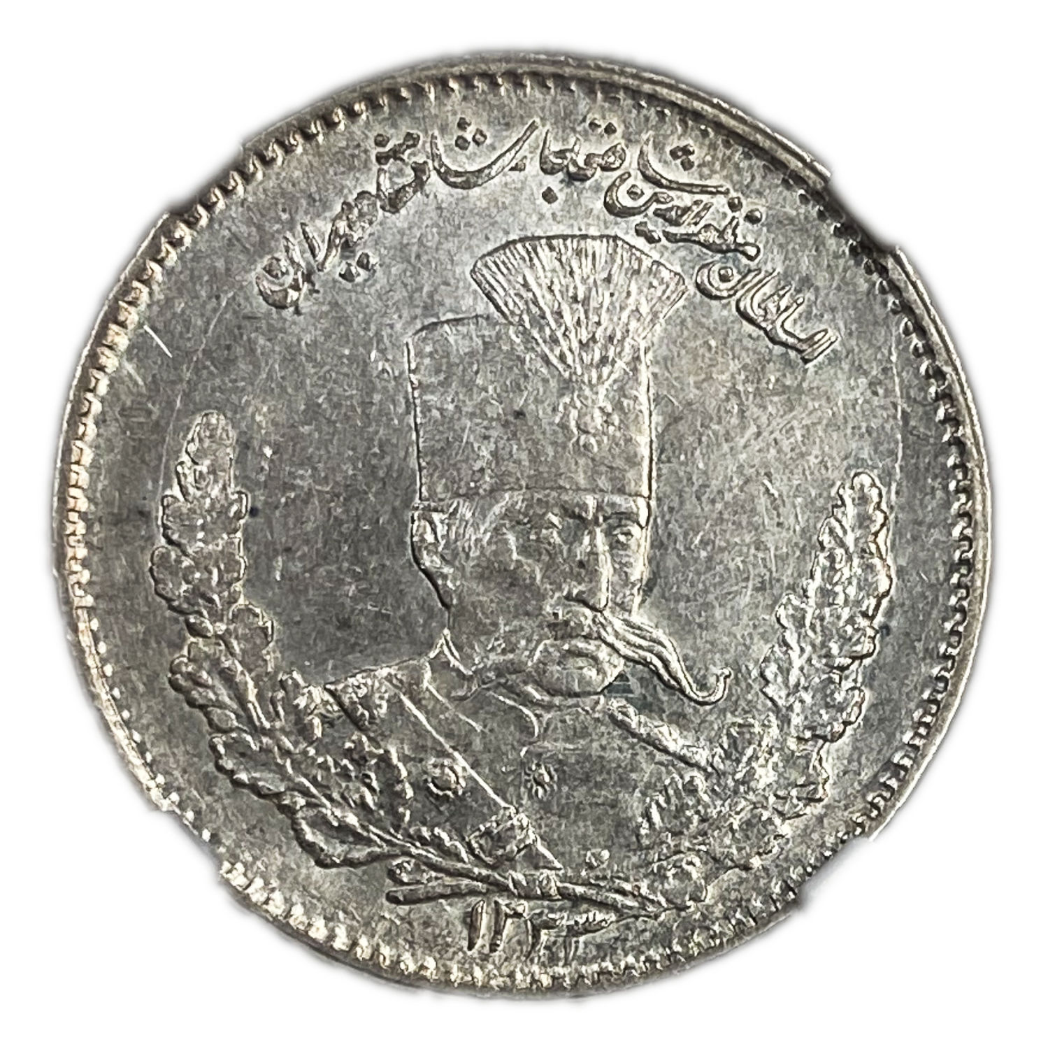 Iran - 2000 Dinar 1905 (AH 1323) - Moẓaffar od-Dīn Qājār - NGC AU 58 -Silver 900, 9.21g, 27.16 mm
