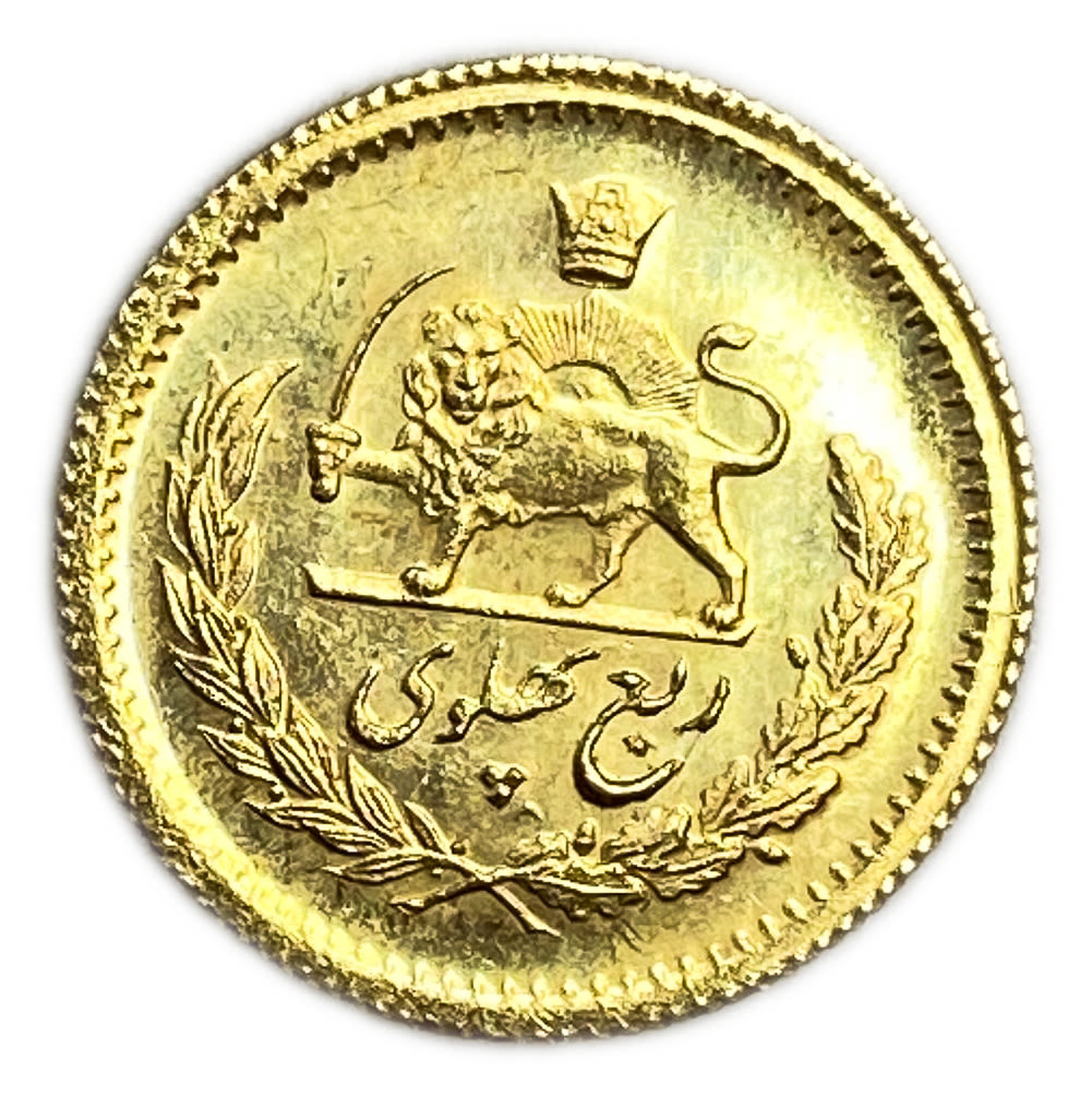 Iran / Paras - 1/4 Pahlavi 1977 (AH 2356) - Mohammad Rezā Pahlavī - Gold 900, 2.03g, 16 mm - UNC - extremely rare ... - 1 1