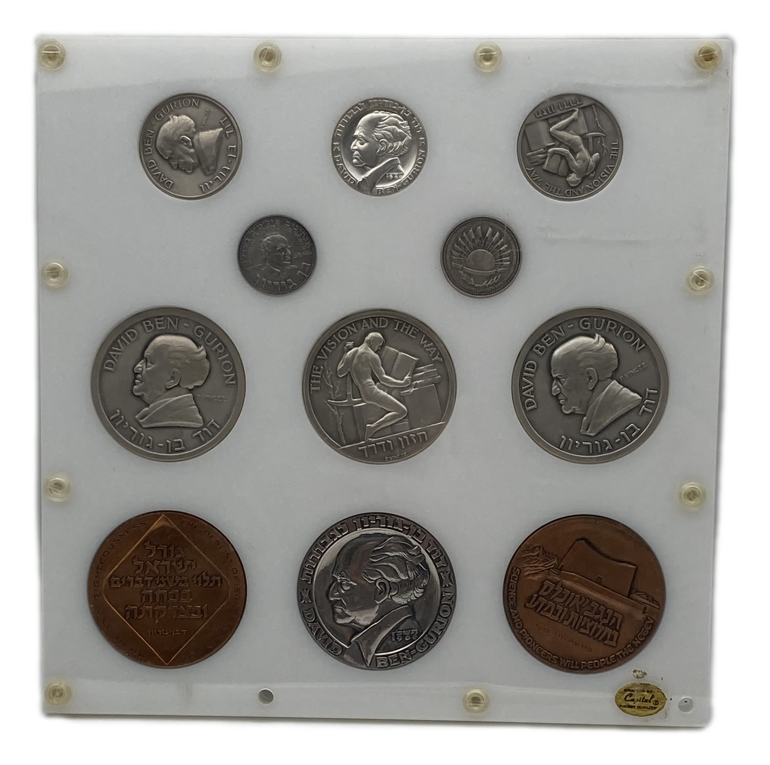 Israel - David Ben-Gurion medals, vision and path - 11 medals on the subject of the first Prime Minister of the ...