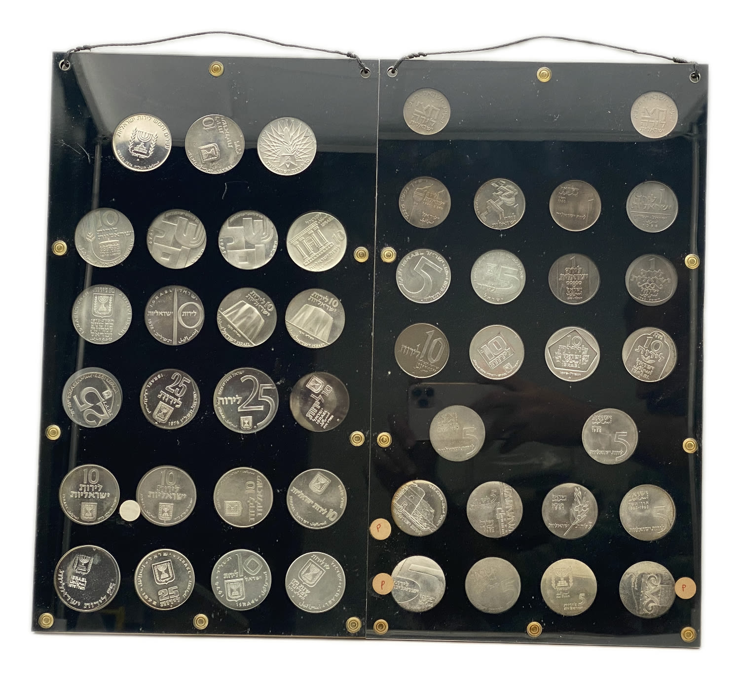Israel - a group of 47 coins of the Israeli government company for coins and medals in two perspex display ... - 1 1