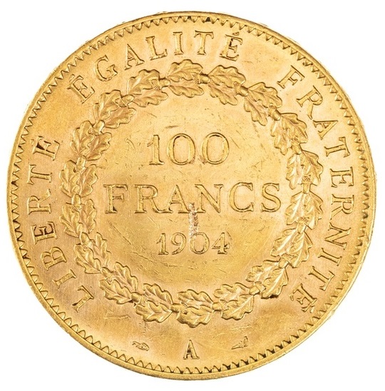 France - 100 Francs 1904 A - AU - Liberty - Gold 900, 32.25g, 37mm - 1 0