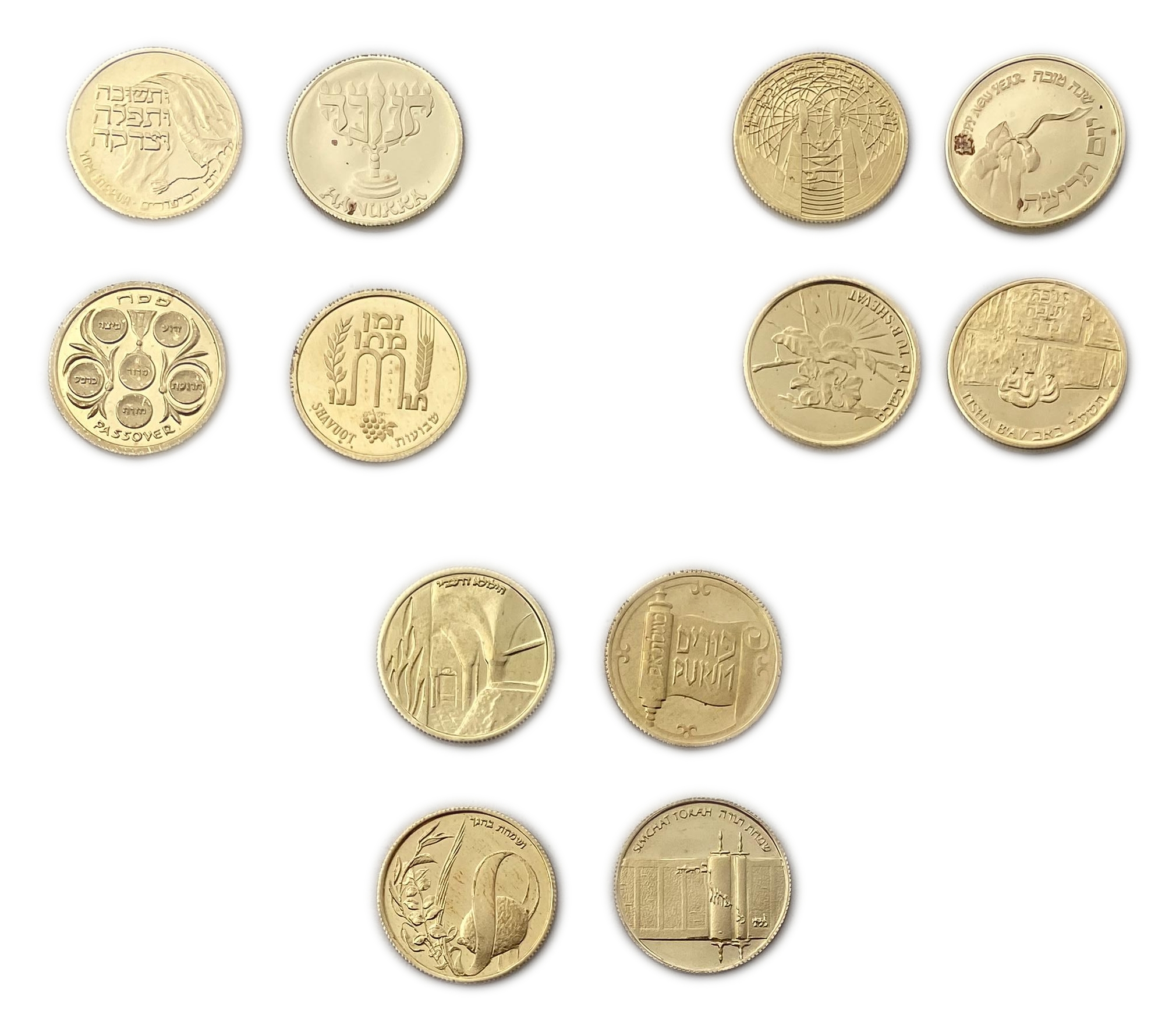 Israel - A complete and unblemished collection of 12 medals from the Holidays and Festivals series in gold weighing ... - 1 0