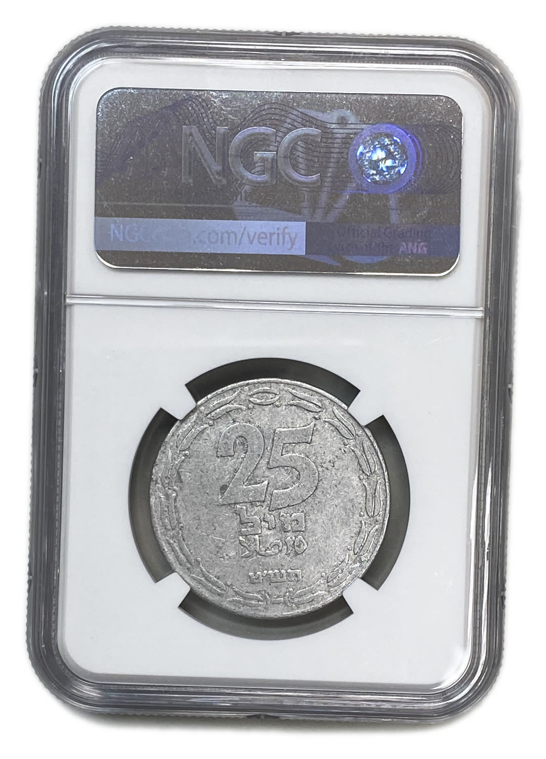Israel - 25 Mils 1949 - "Straight Leaves" - NGC XF DETAILS - 1 3