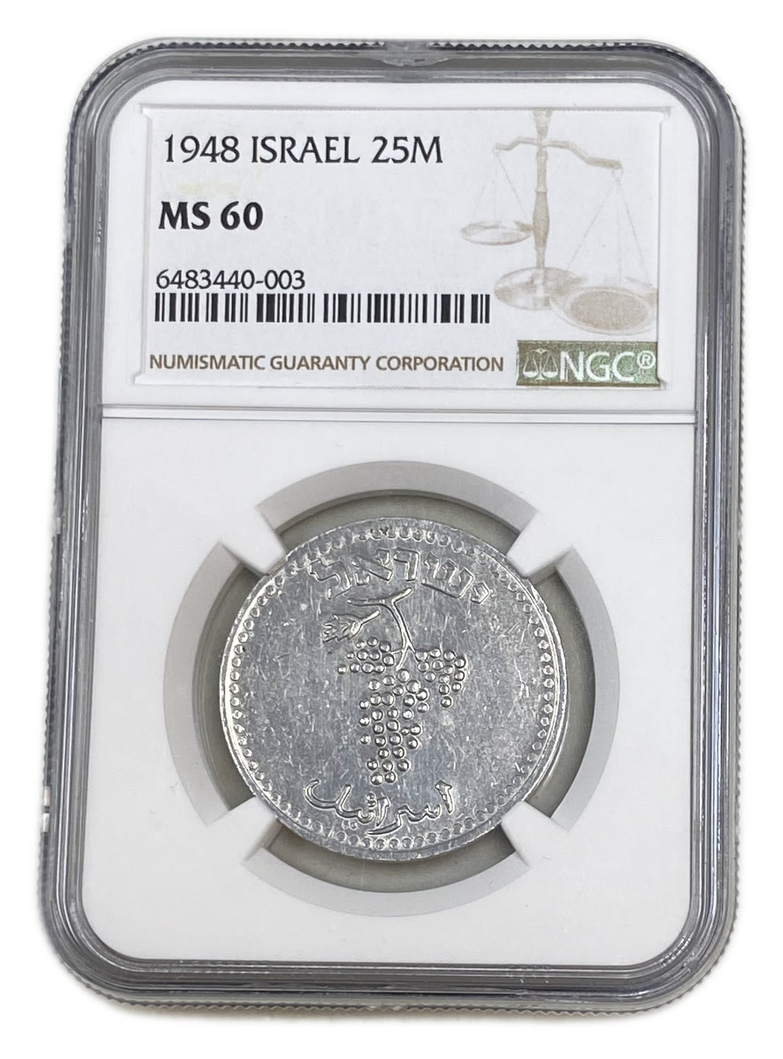 Israel - 25 Mils 1948 - NGC MS 60 - 1 2