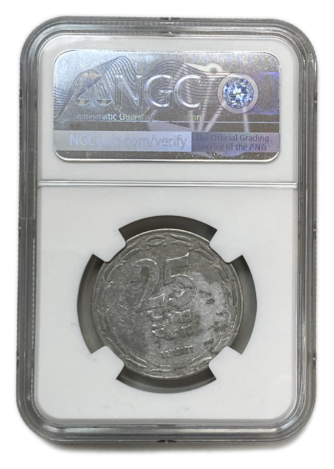 Israel - 25 Mils 1949 - "Straight Leaves" - NGC XF DETAILS - 1 3