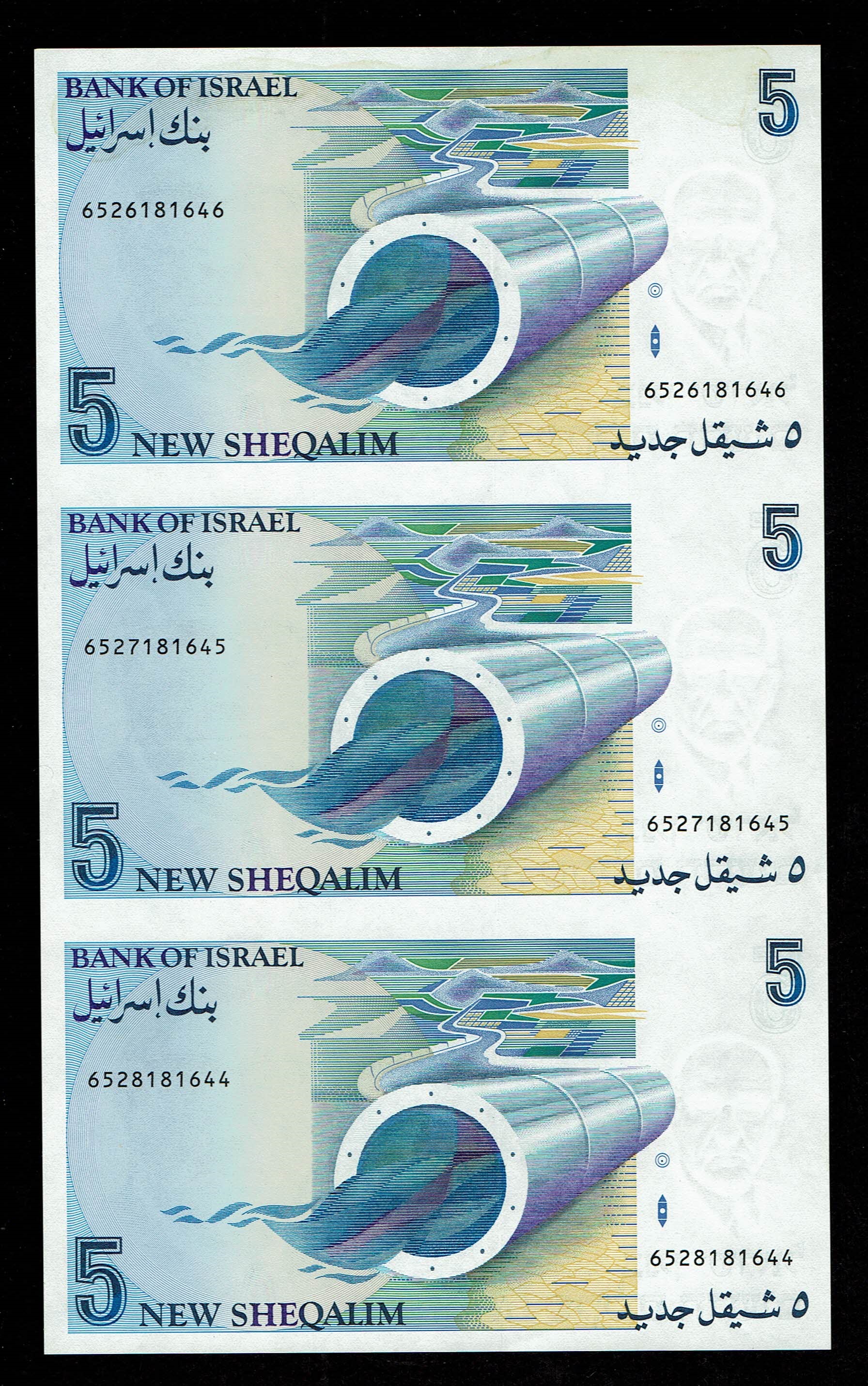 Israel - Banknotes sheet of 5 New Shekel 1987 - UNC - 1 1