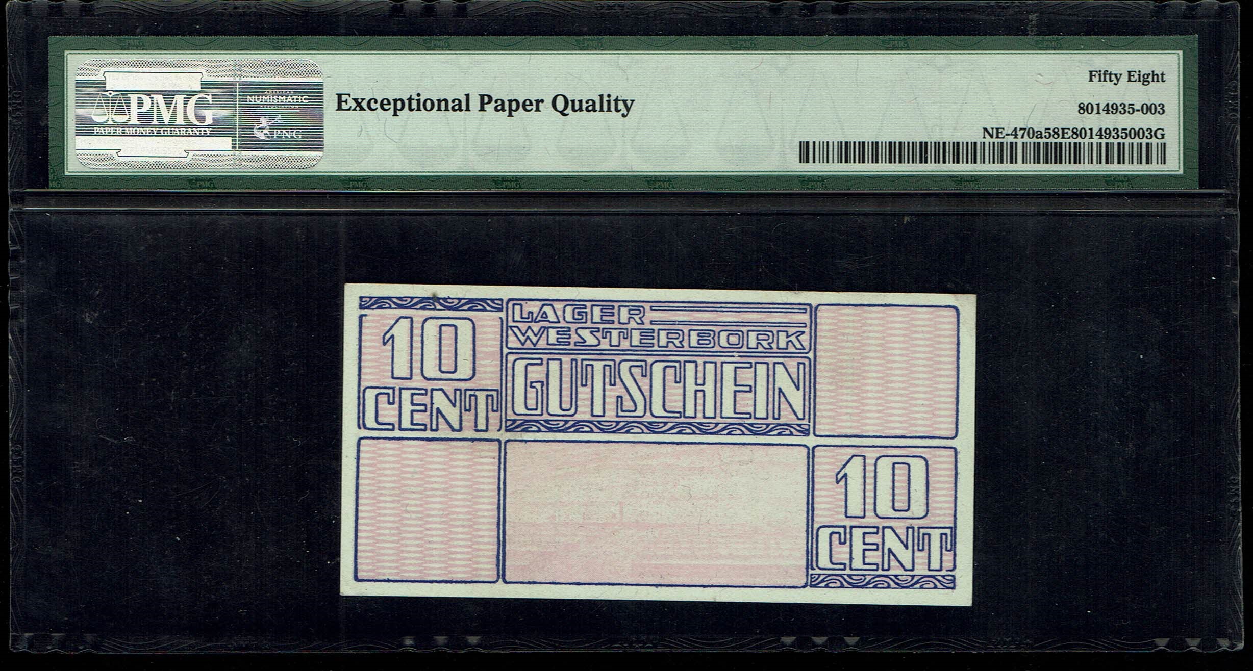 Netherlands - 10 cents 1944 - Westerbork camp - PMG AU 58 EPQ - 1 1