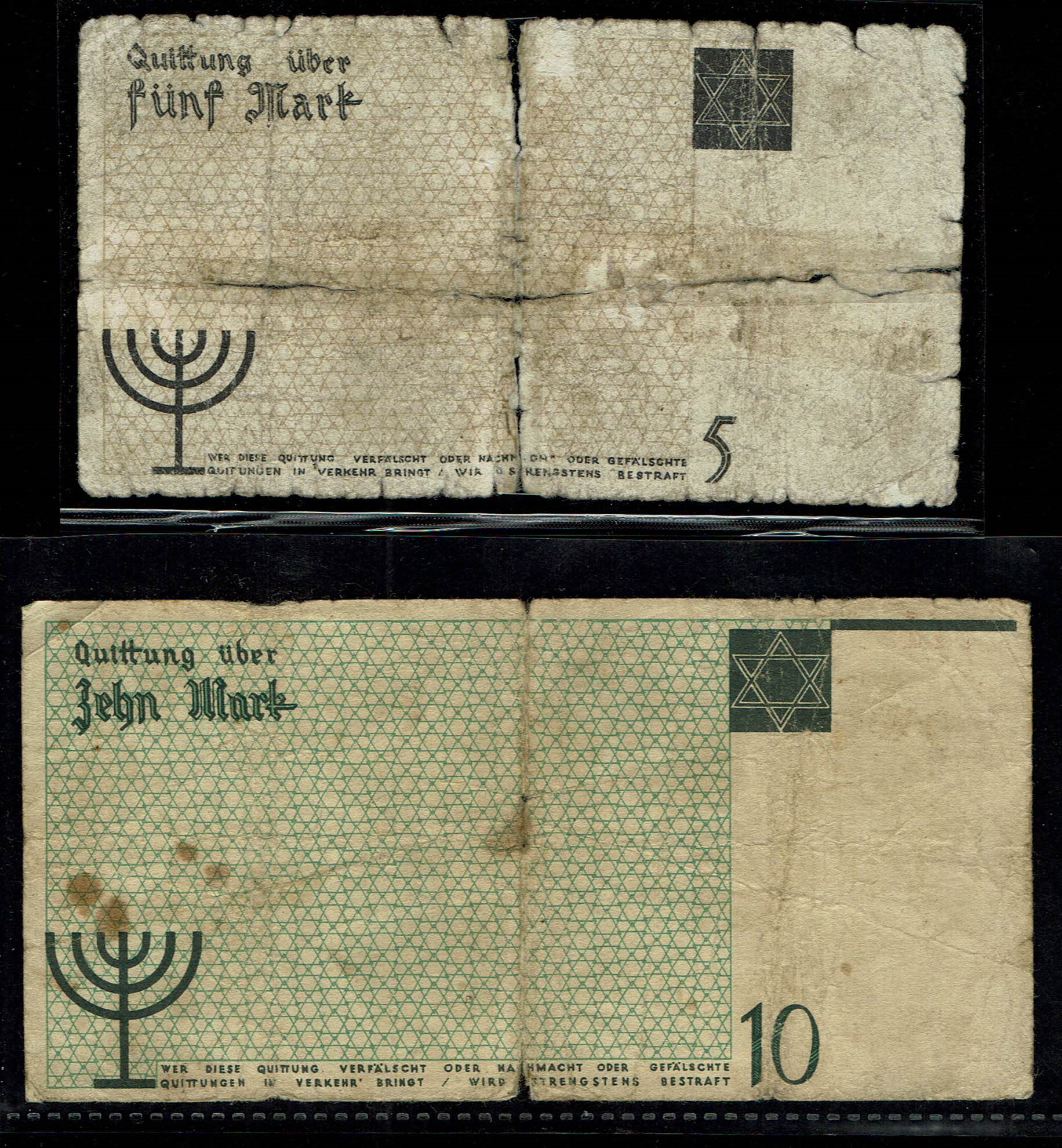 Holocaust concentration camps money - Poland - 5 and 10 Mark 1940 - ghetto Lodz - G-VG - 1 1