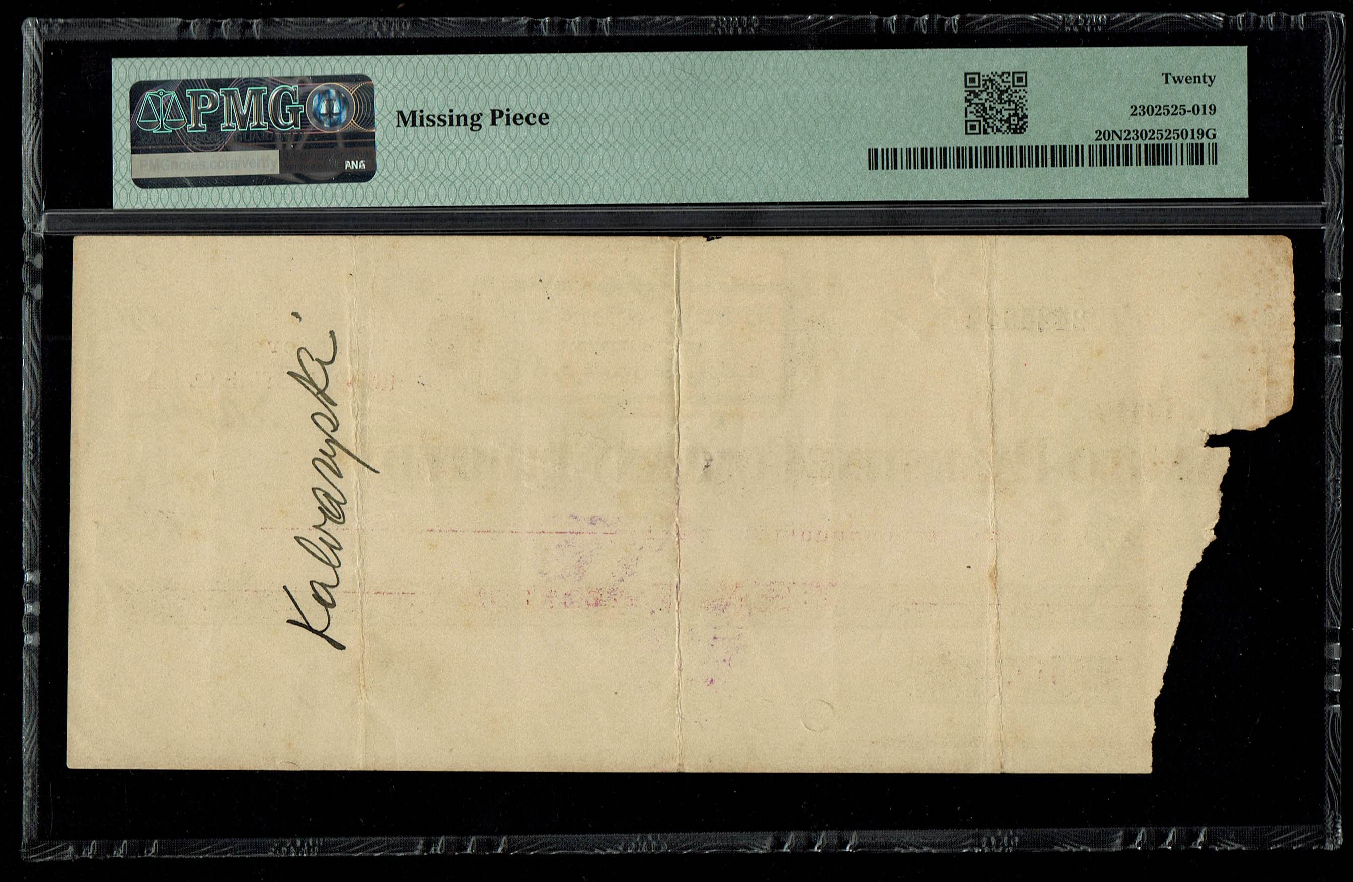 Palestine - Cash Check, 10 Francs 1914 - First Series, Type 1 - PMG 20 NET - Rare - 1 1