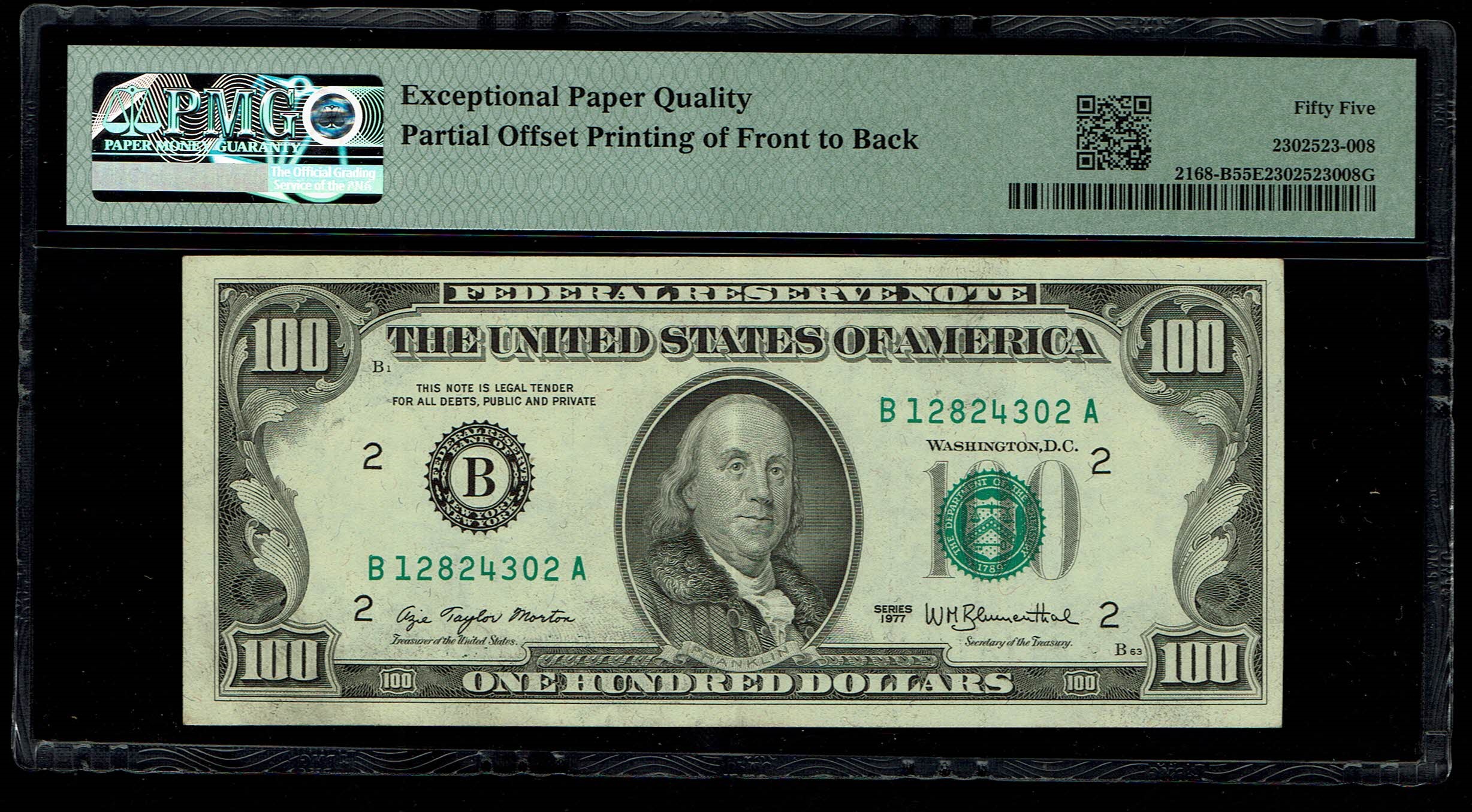 USA - 100 Dollar 1977 - Printing Error, Offset Printing Error - PMG 55 EPQ - 1 1