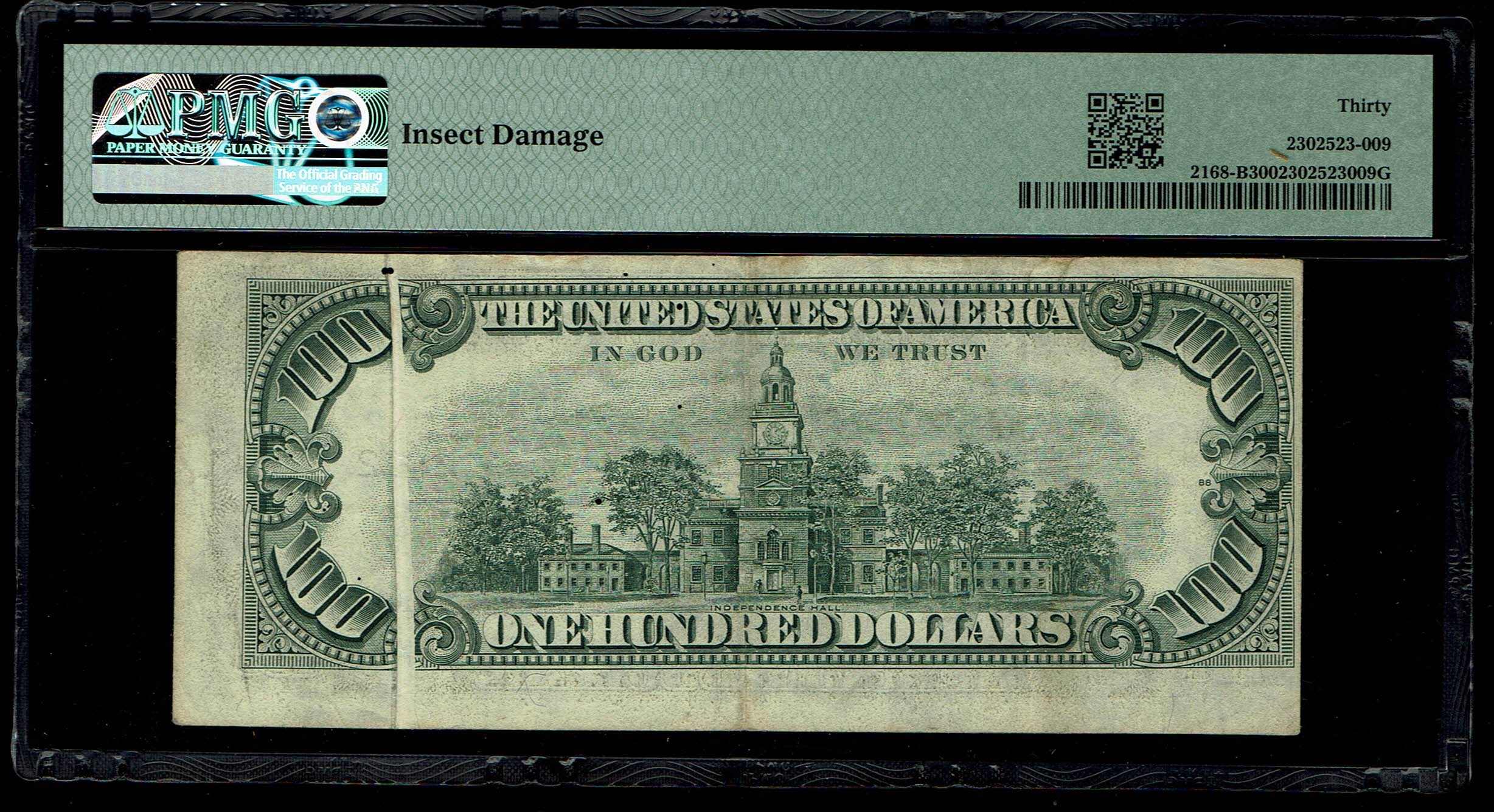 USA - 100 Dollar 1977 - Printing Error, Gutter Fold Error - PMG 30 - 1 1