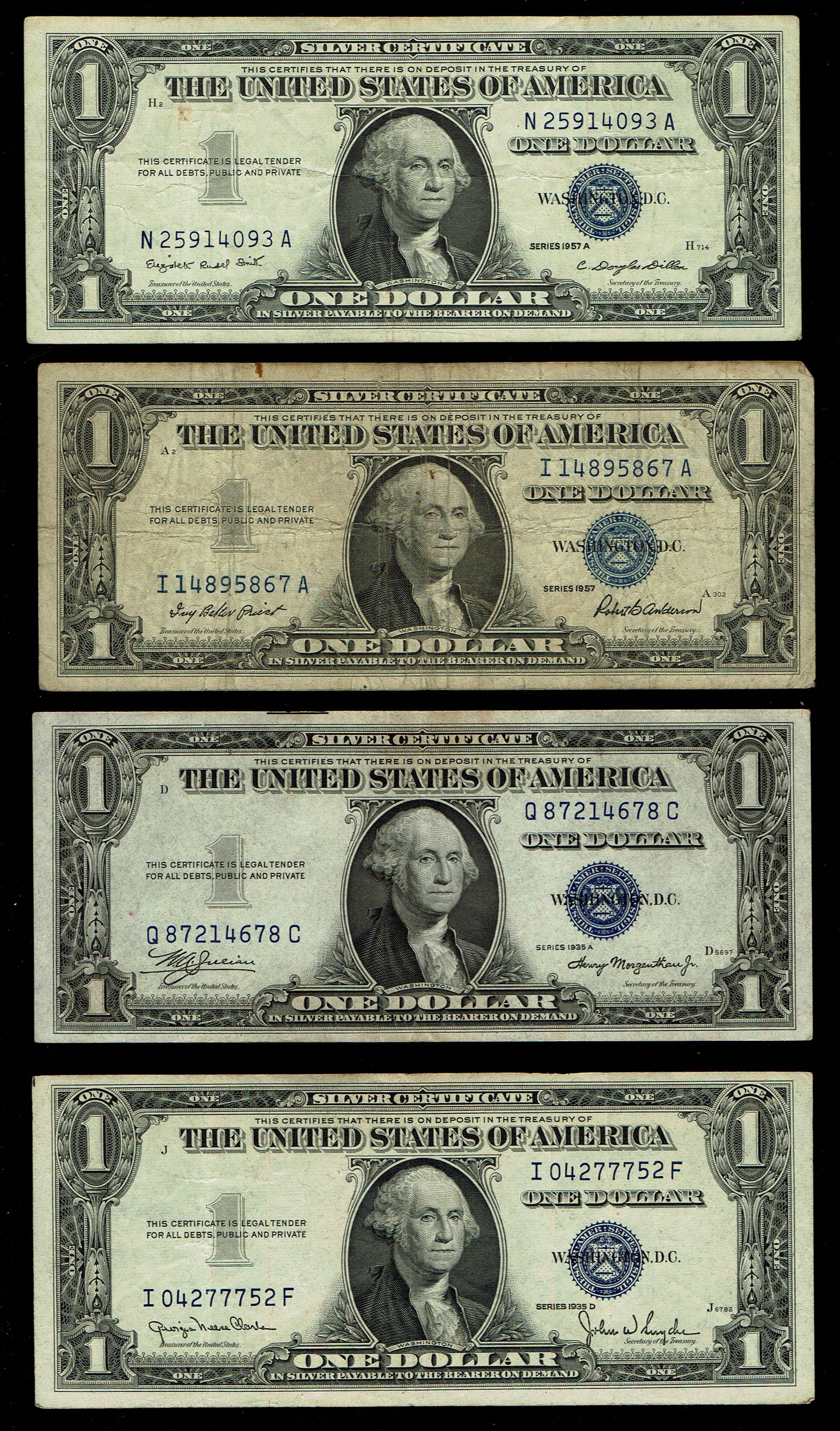 USA - Lot of 10 banknotes of 1 and 2 Dollar from differnet years - F-VF - 1 1