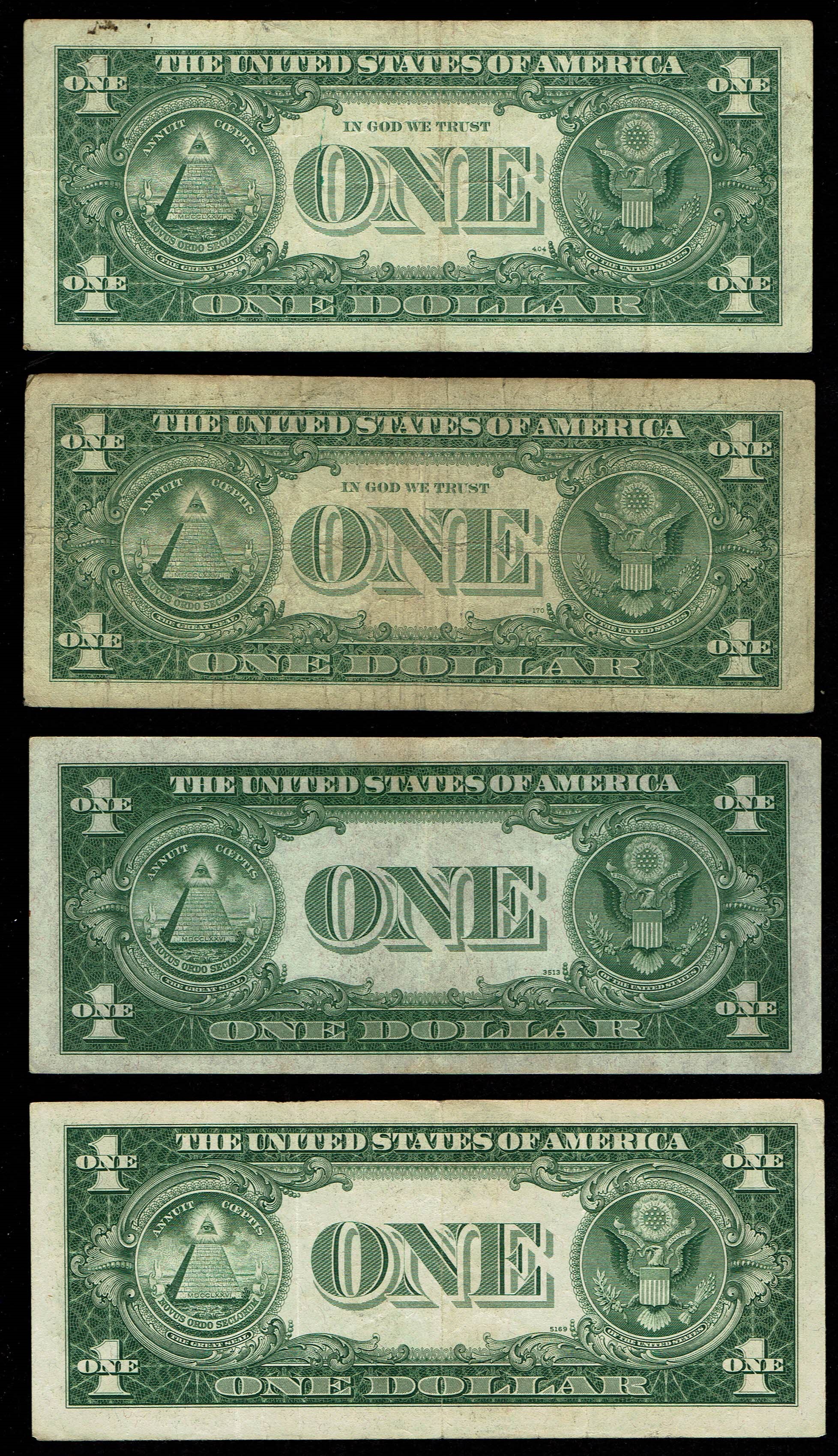 USA - Lot of 10 banknotes of 1 and 2 Dollar from differnet years - F-VF - 1 2
