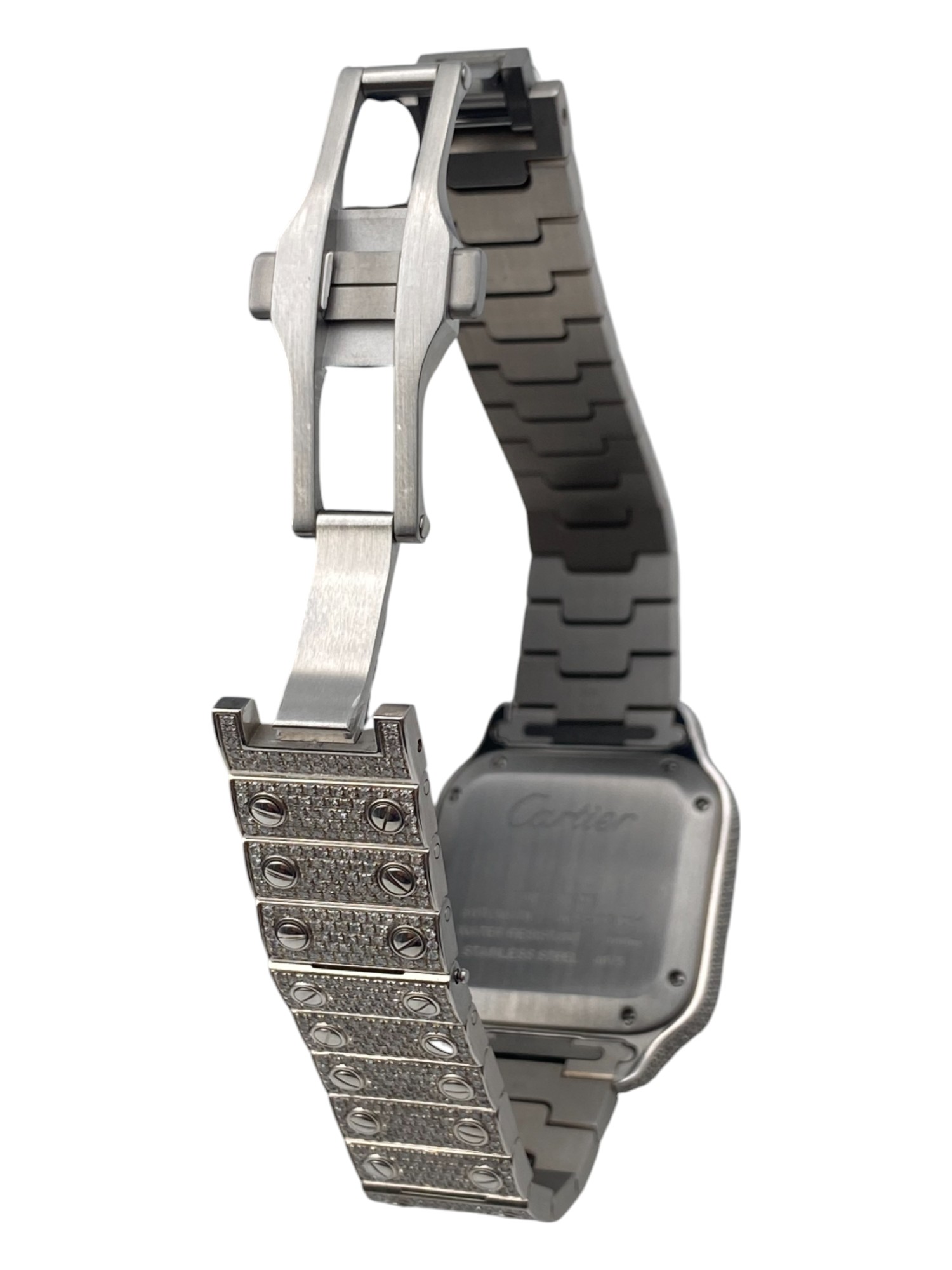 Cartier Santos M Size After Market Full Iced Diamonds Set PAVE DIAL - 1 6