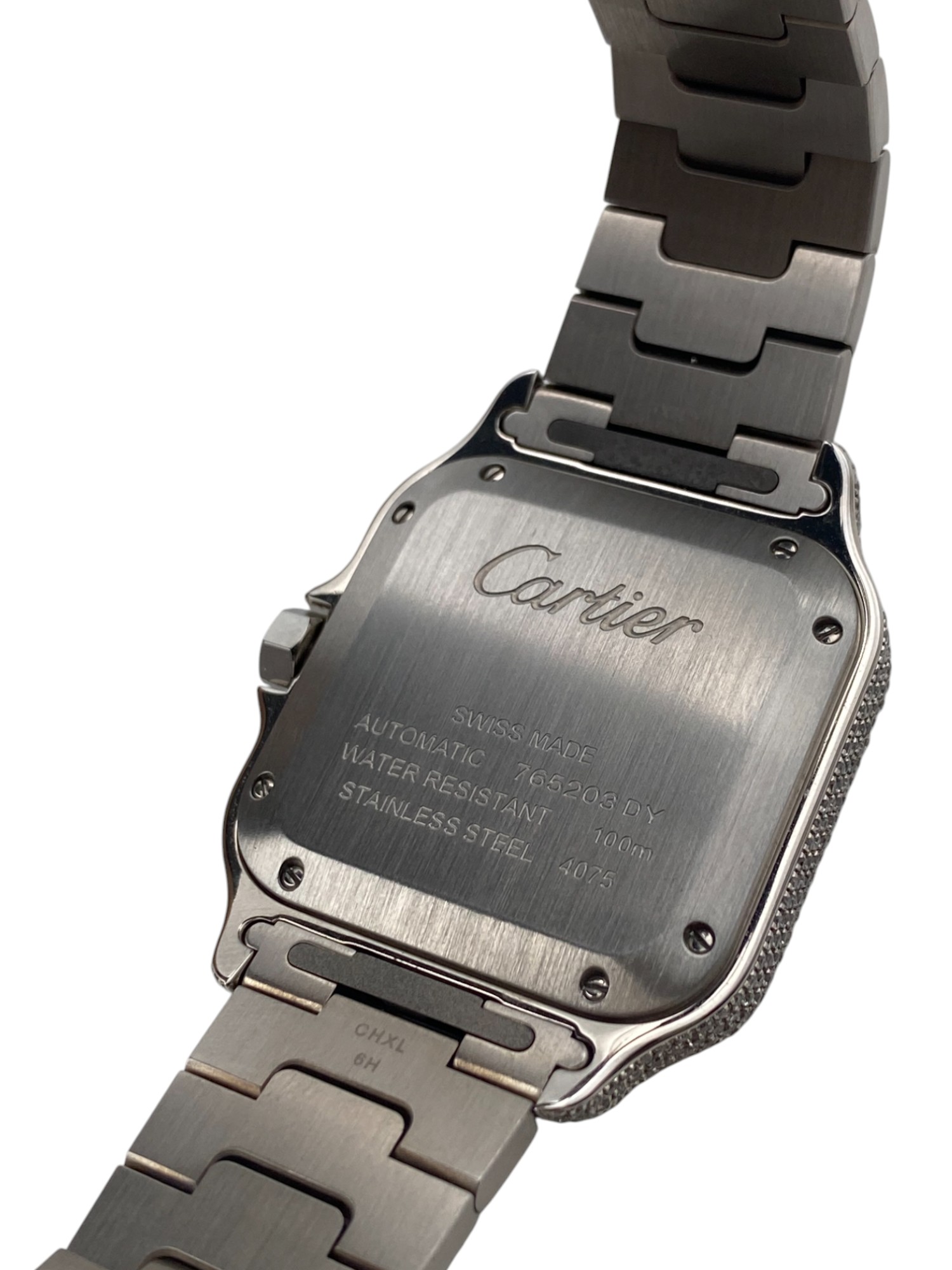 Cartier Santos M Size After Market Full Iced Diamonds Set PAVE DIAL - 1 5