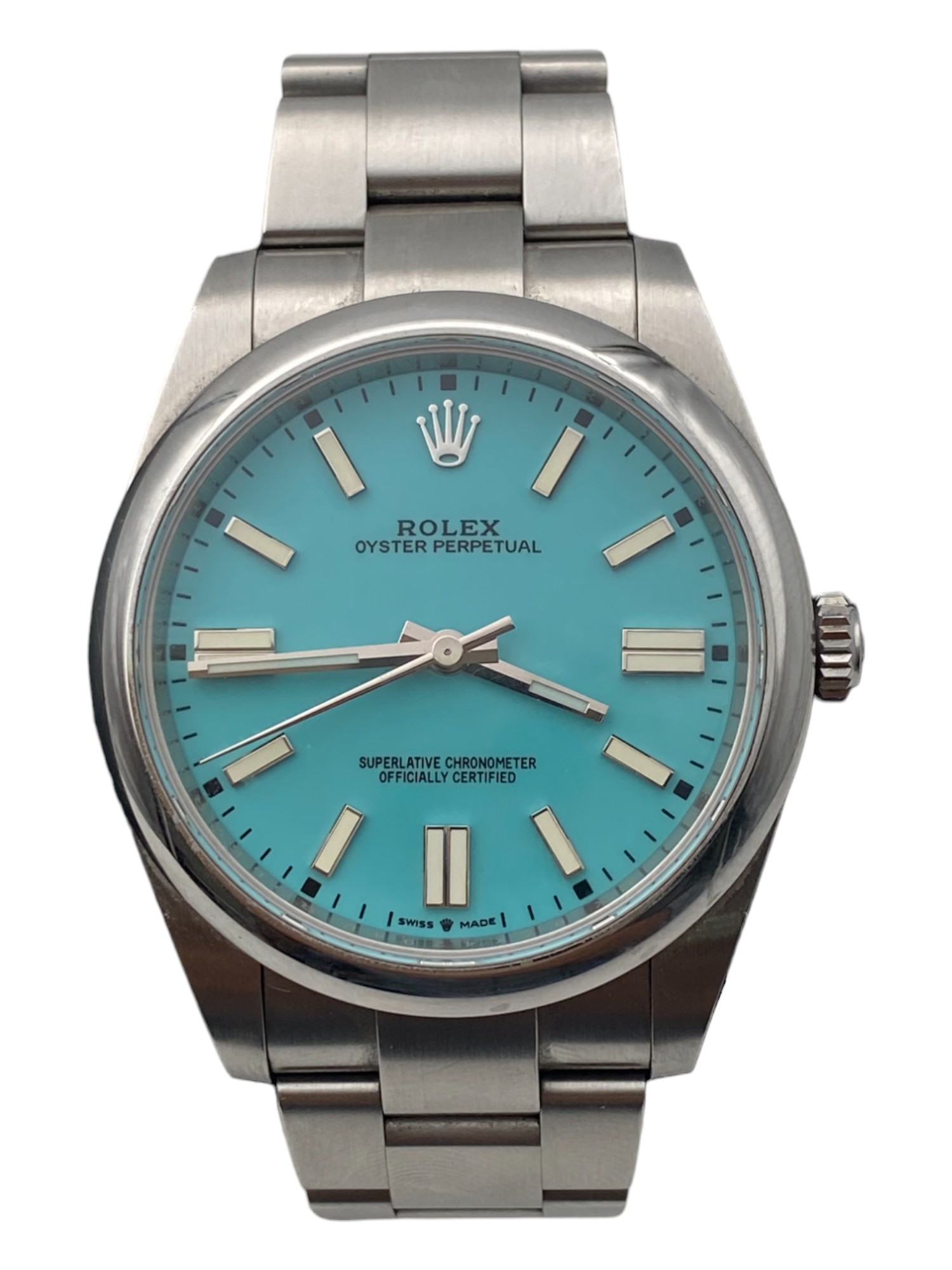 Rolex Oyster Perpetual 124000 with Aftermarket Torqize “Tiffany” Dial With Papers