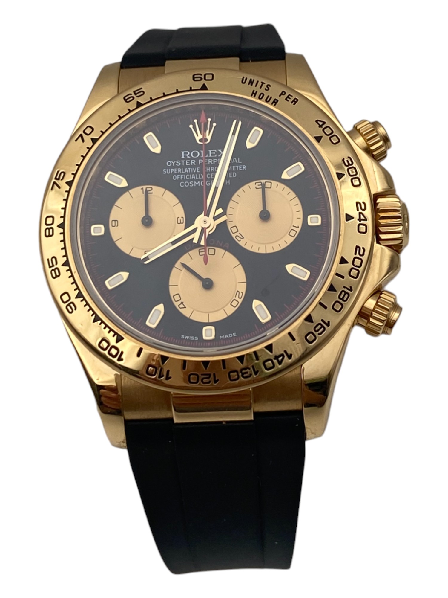 Rolex Cosmograph Daytona 116518 Black Paul Newman Style Yellow Gold